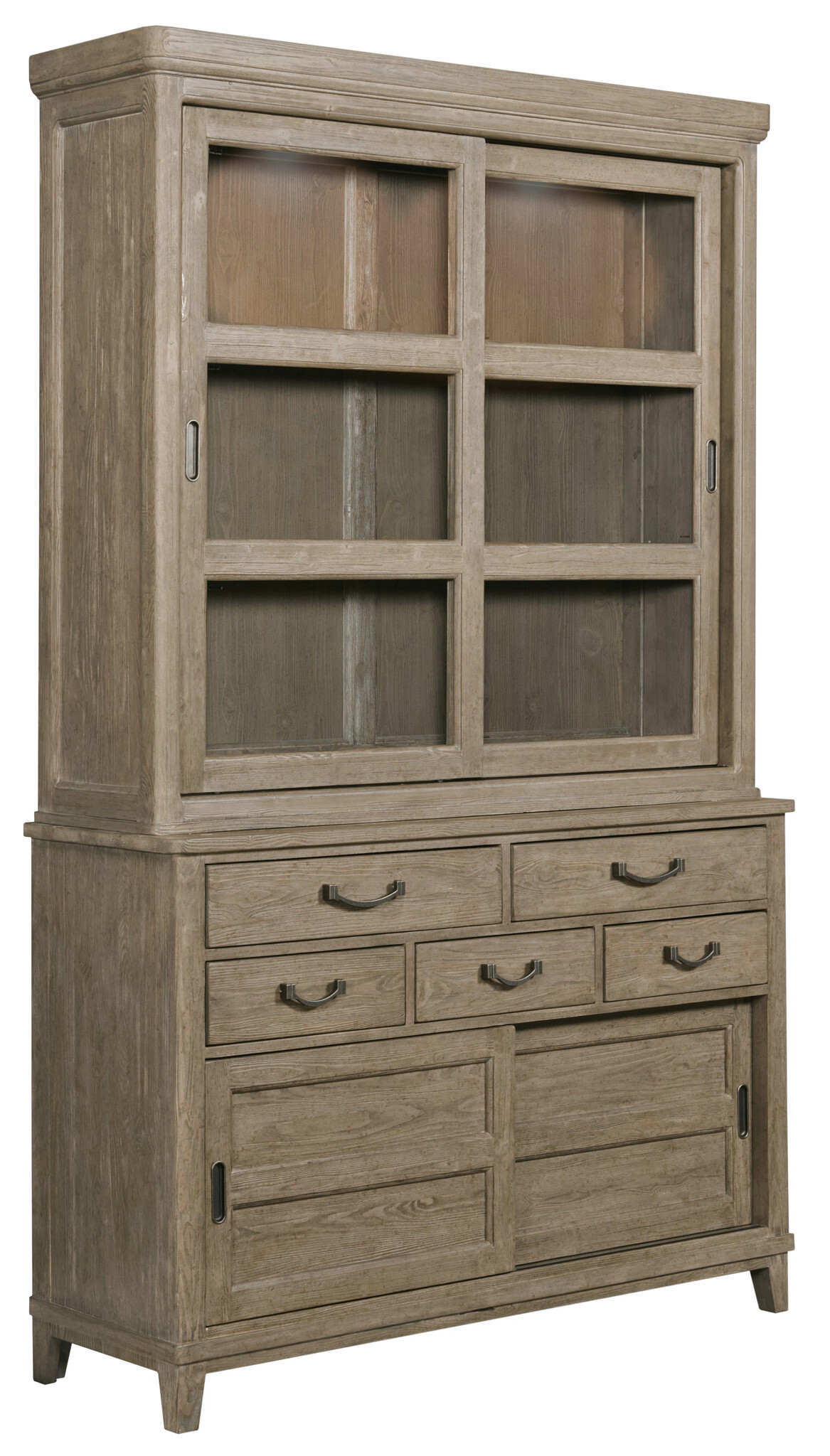 Urban Cottage Pierson Wood/Glass Display Cabinet w/4 Doors & 5 Drawers