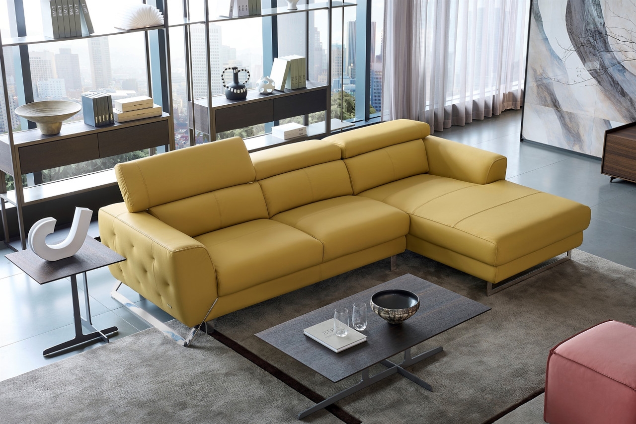 S266 Leather Match Sectional Sofa, Right Arm Chaise Facing