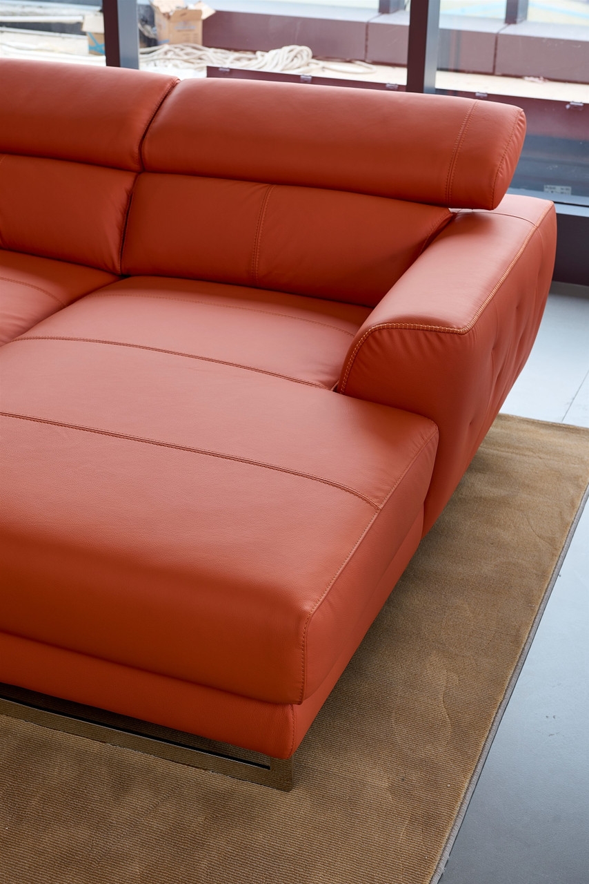 S266 Leather Match Sectional Sofa, Right Arm Chaise Facing
