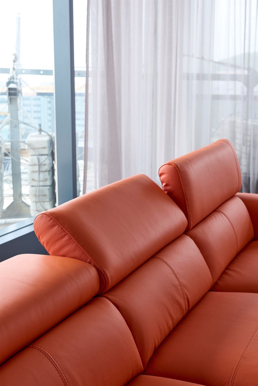 S266 Leather Match Sectional Sofa, Right Arm Chaise Facing
