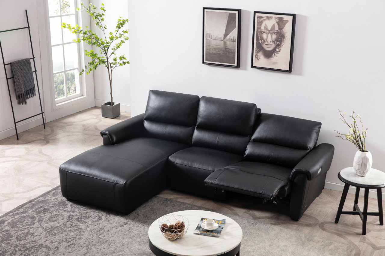 S275 Leather Match Sectional Sofa with Electric Recliners, Left Arm Chaise Facing