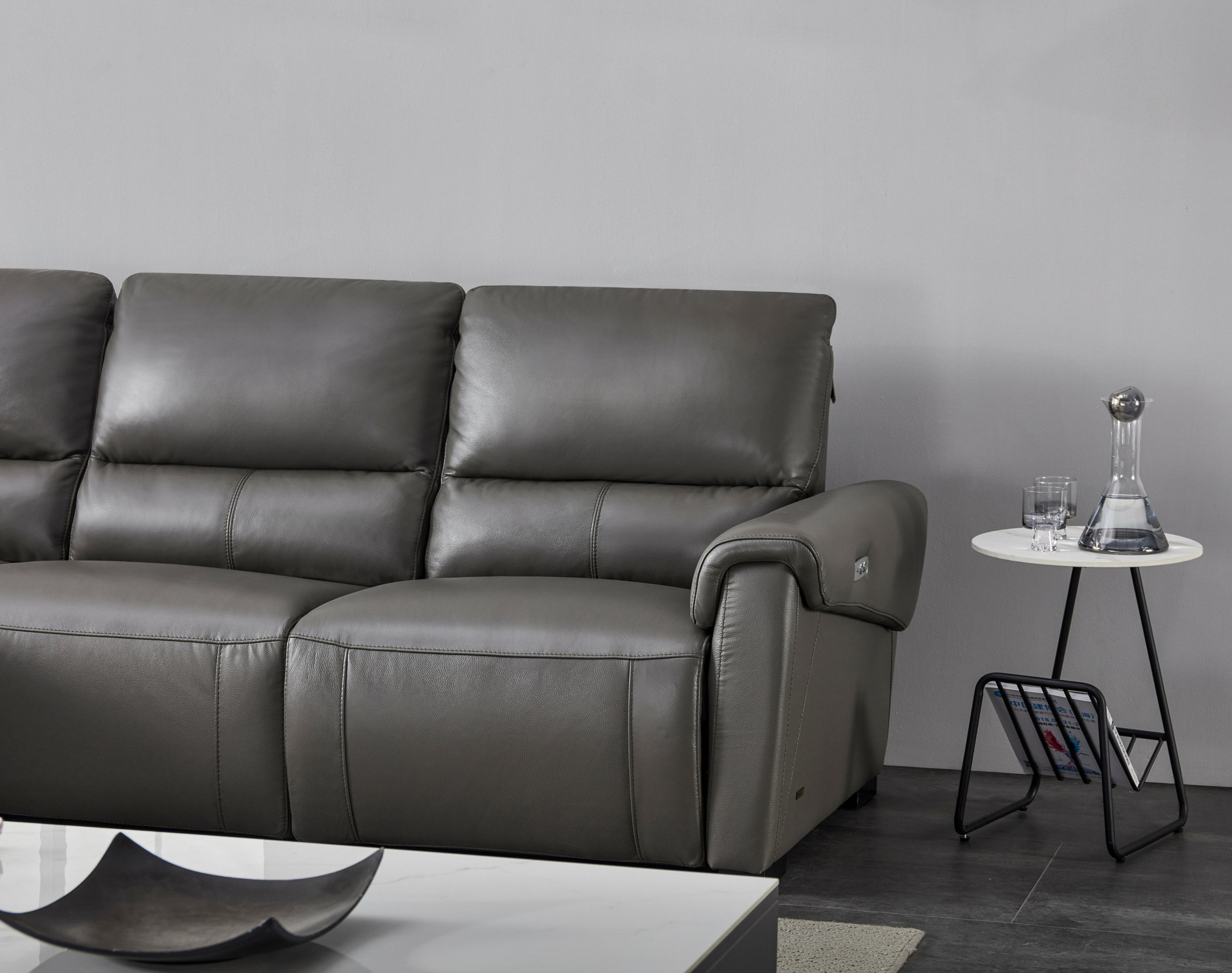 S275 Leather Match Sectional Sofa with Electric Recliners, Left Arm Chaise Facing