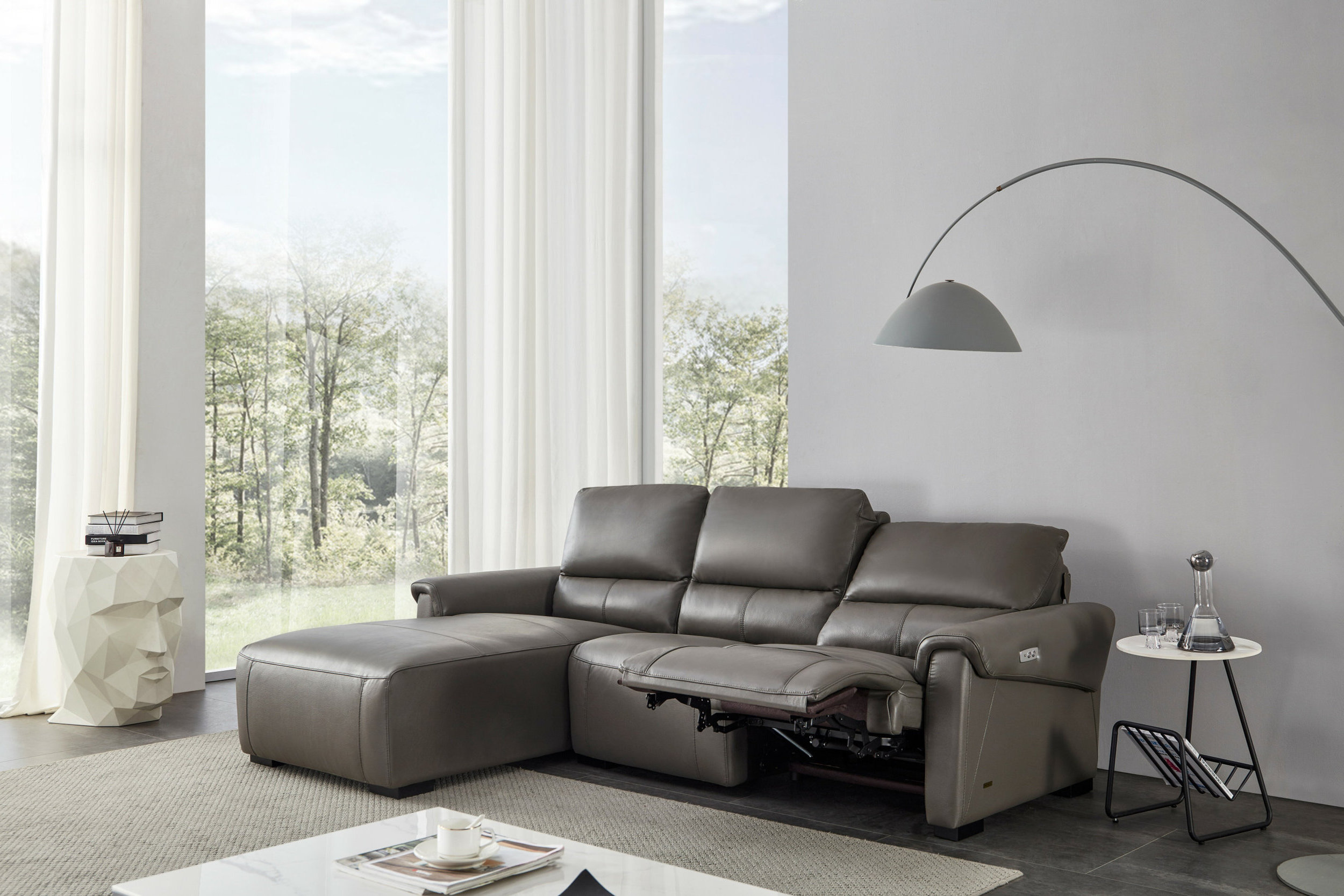 S275 Leather Reclining Sofa Chaise