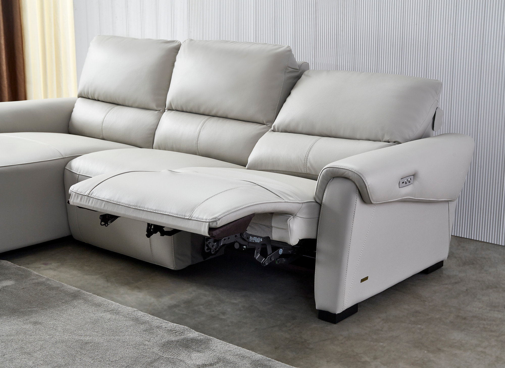 S275 Leather Match Sectional Sofa with Electric Recliners, Left Arm Chaise Facing