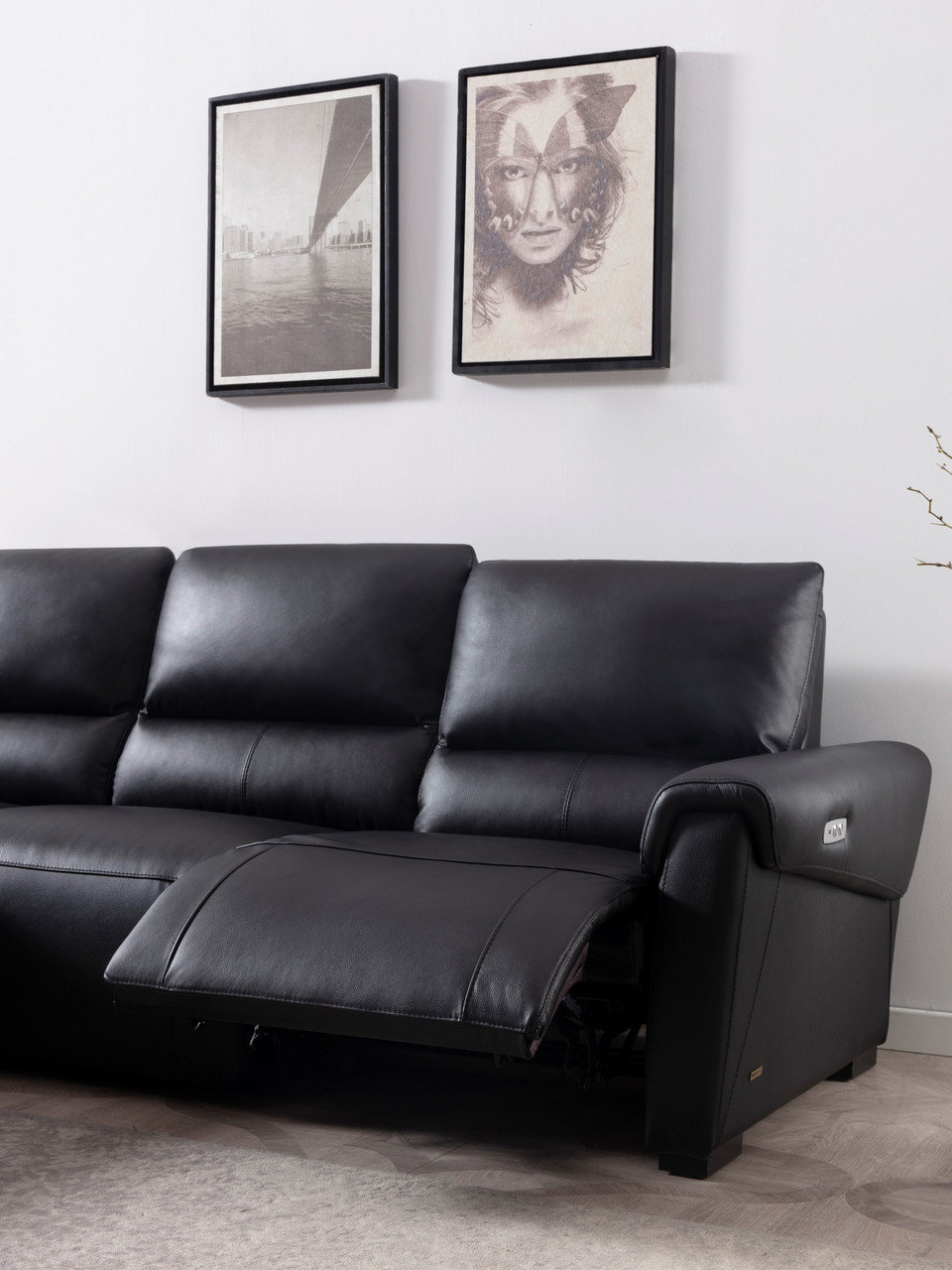 S275 Leather Match Sectional Sofa with Electric Recliners, Left Arm Chaise Facing