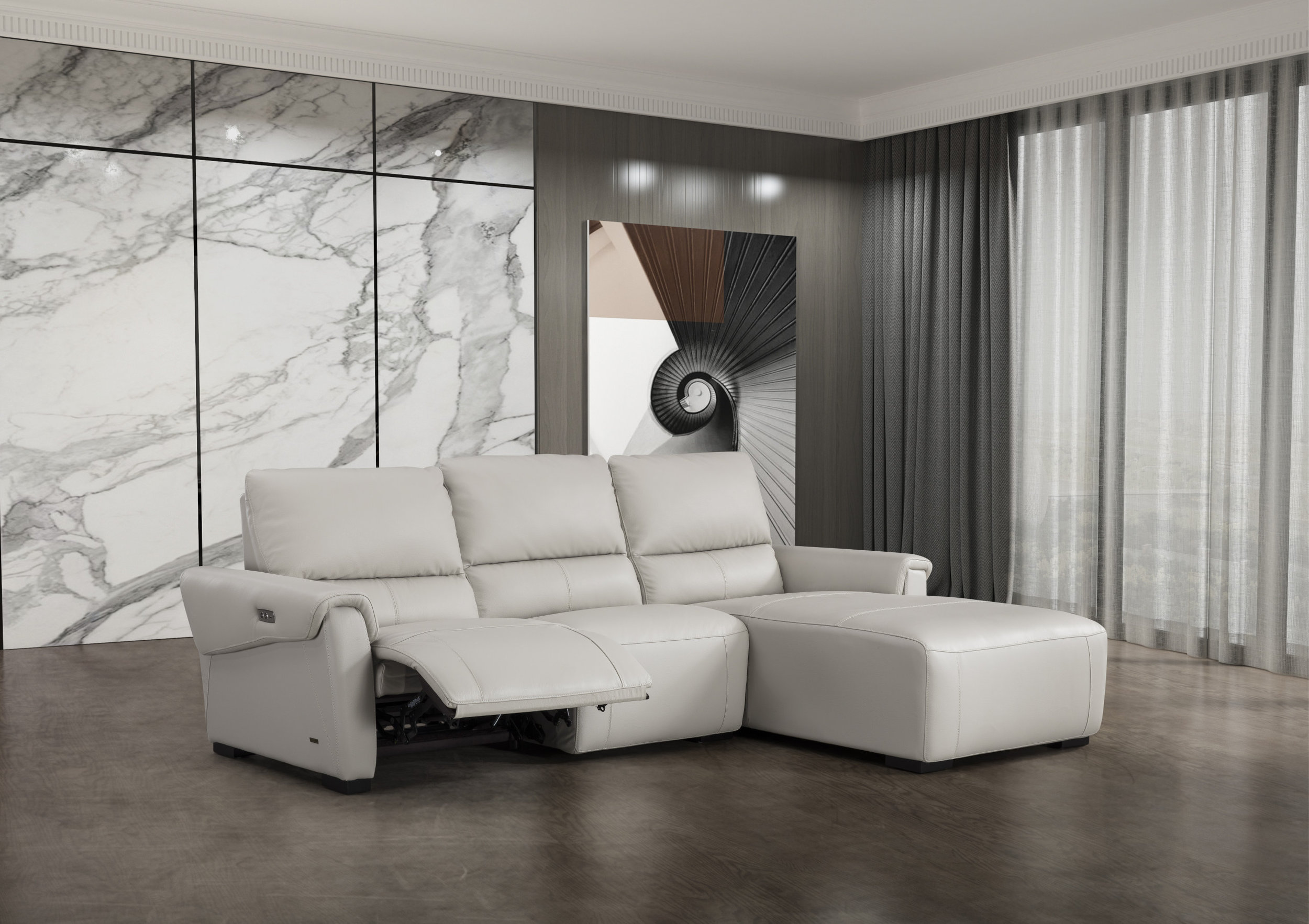 S275 Leather Match Sectional Sofa with Electric Recliners, Right Arm Chaise Facing