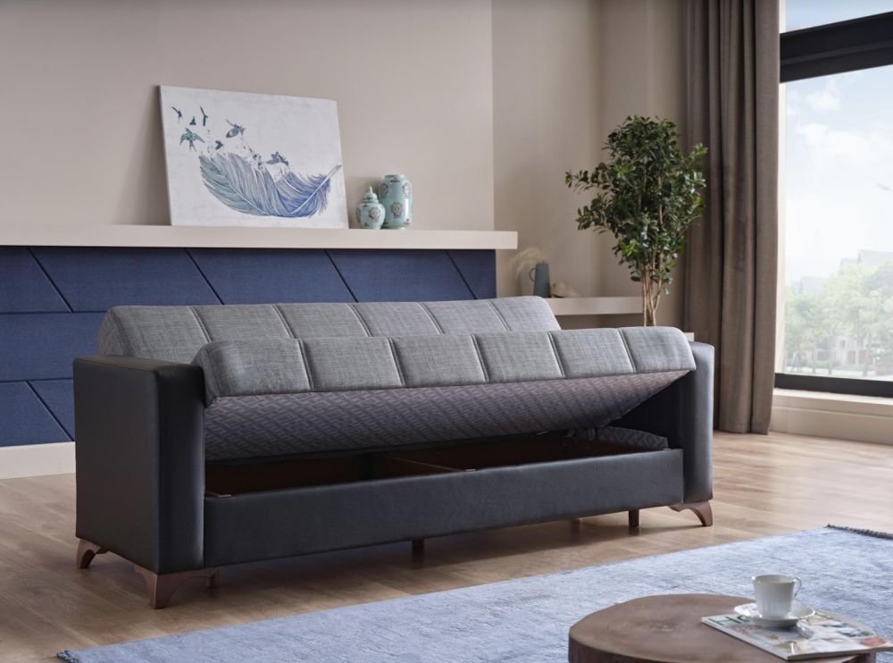 Sofia Fabric/PU Storage Sleeper Sofa
