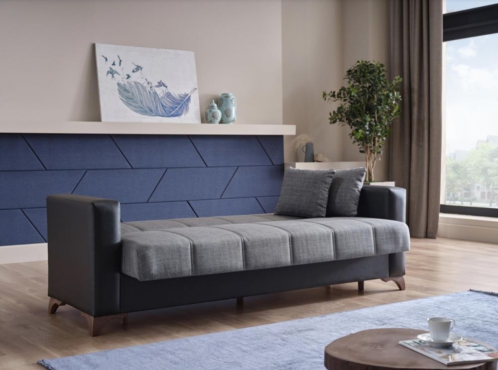 Sofia Fabric/PU Storage Sleeper Sofa