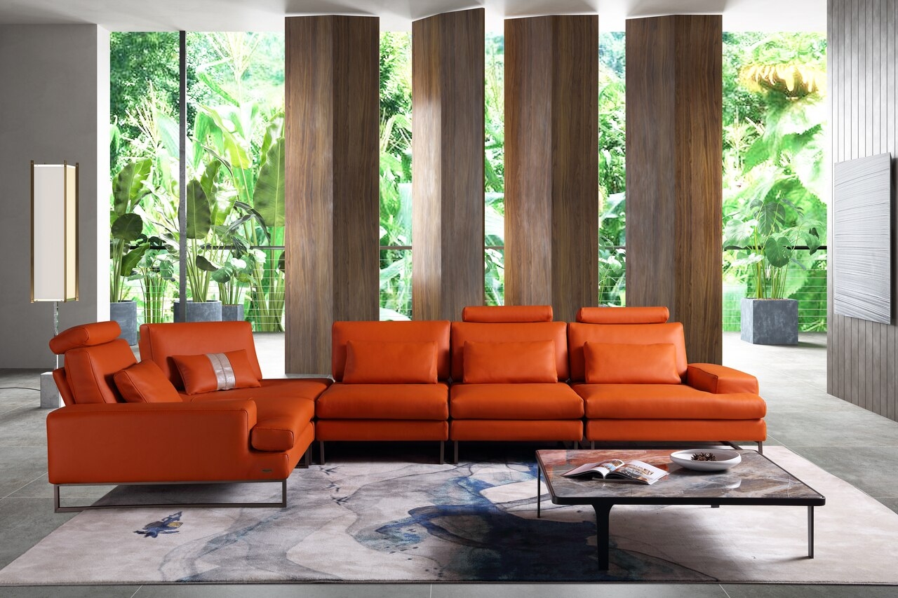 Meta Leather Modular Sectional w/Motion Backrest