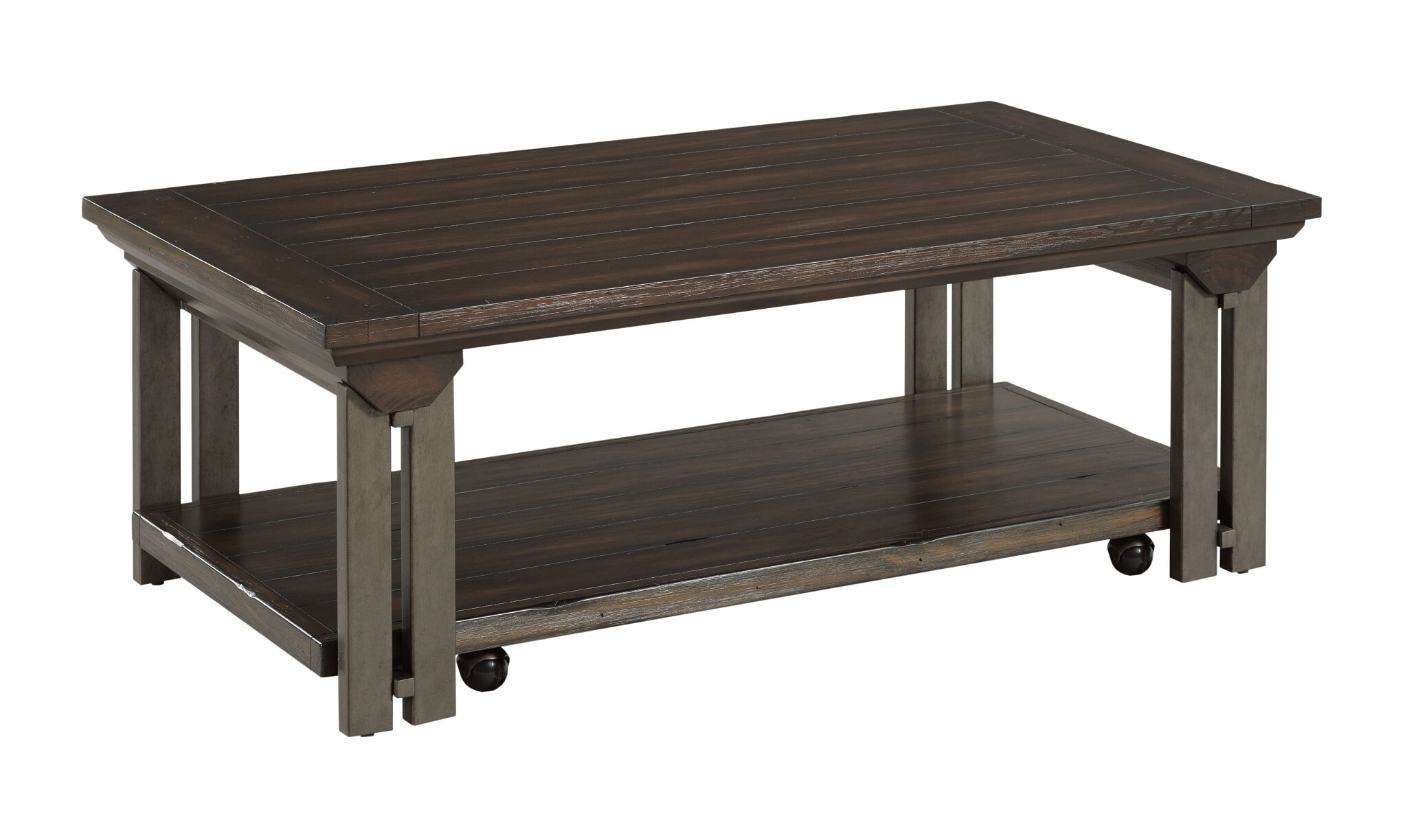 Transitional Cocktail Table with Removable Casters