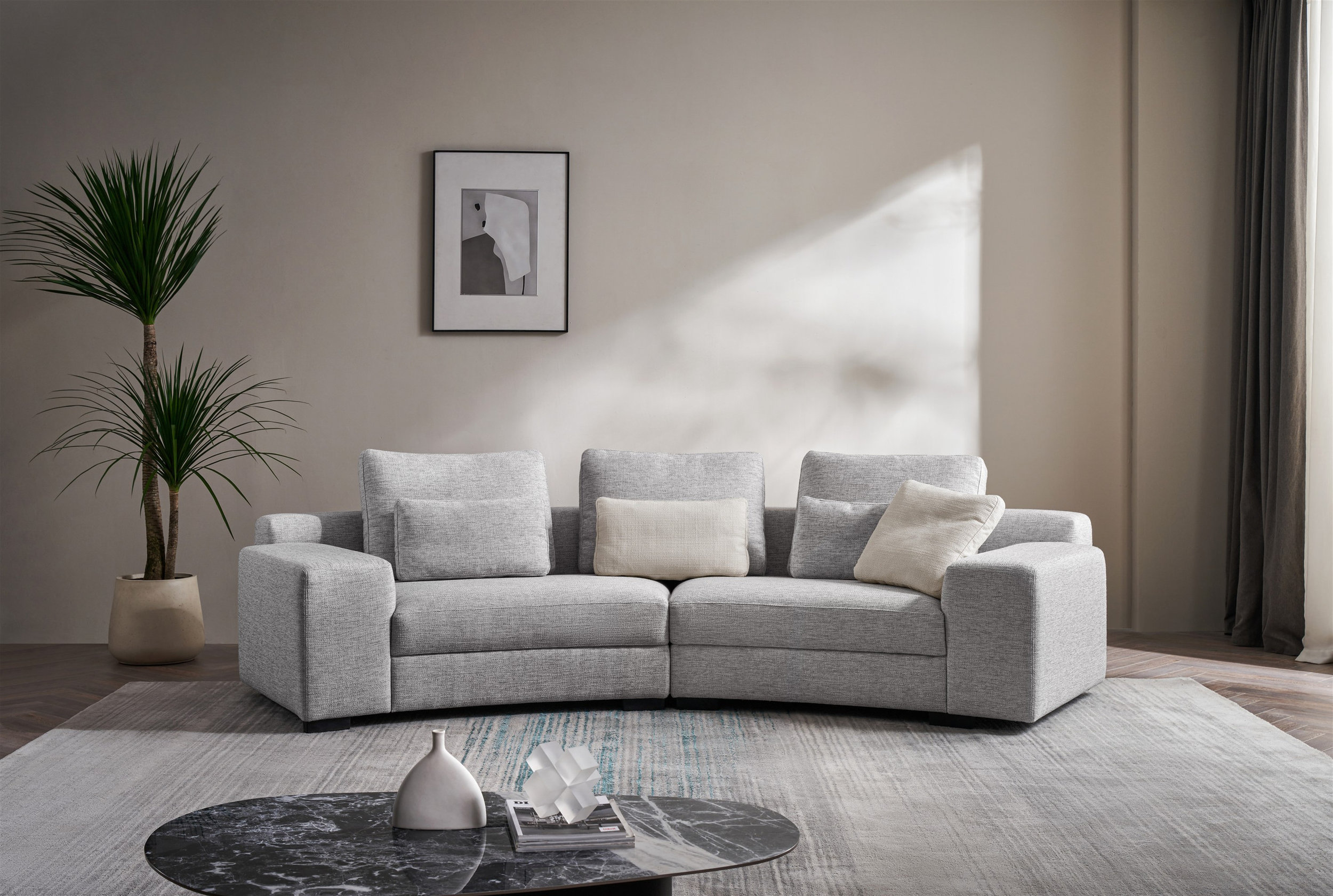 S395 Fabric Semi Circular Oversized Sofa