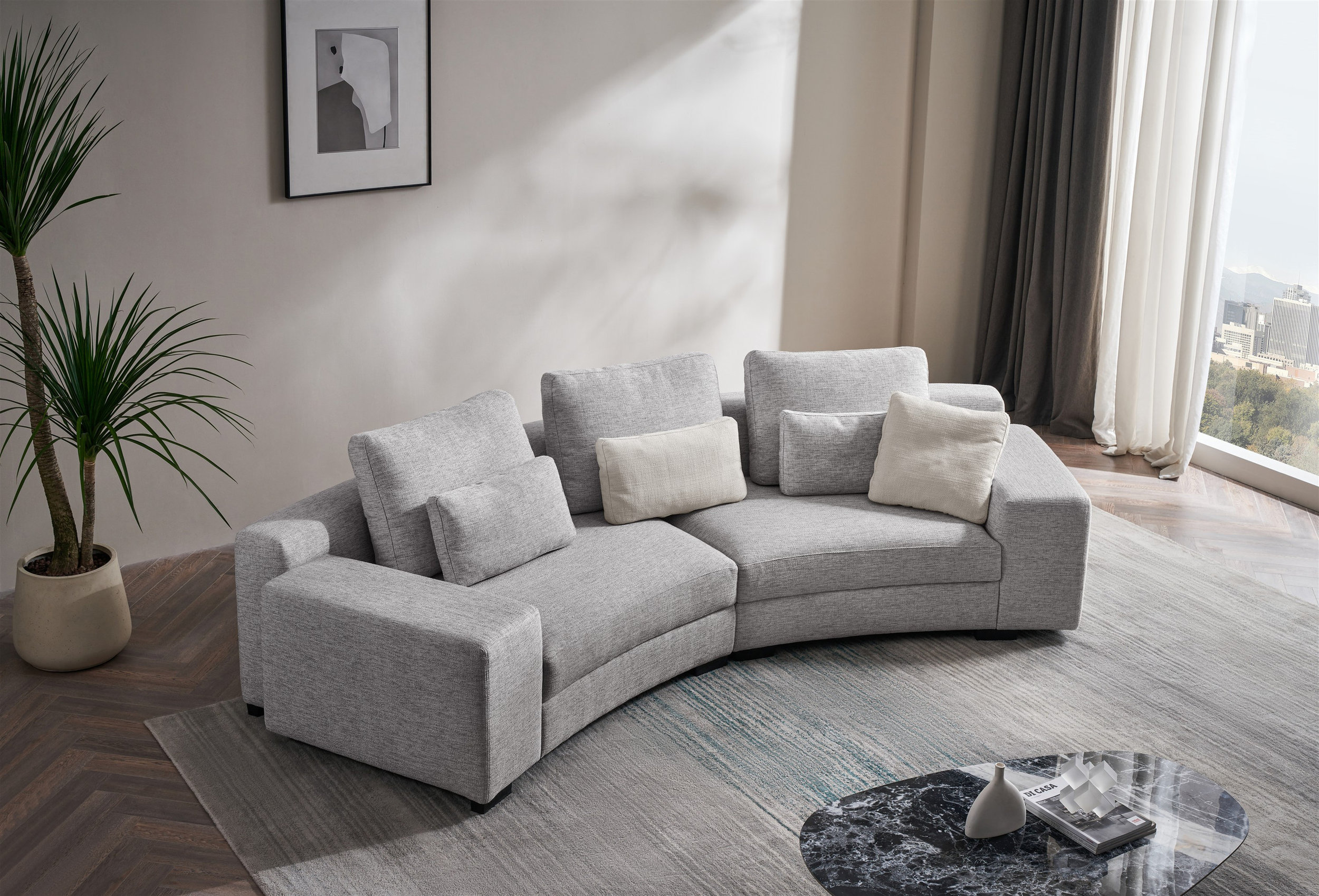 S395 Fabric Semi Circular Oversized Sofa