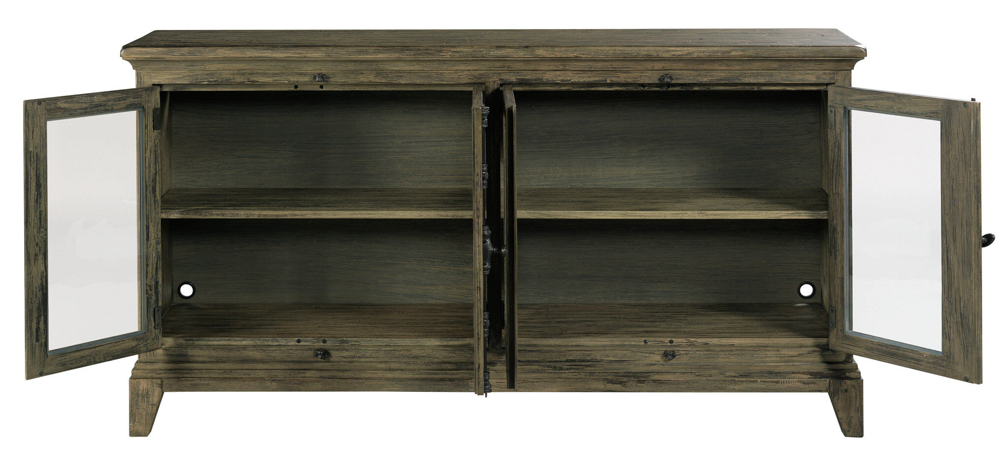 Acquisitions Alma Wood/Glass Accent Console w/4 Doors