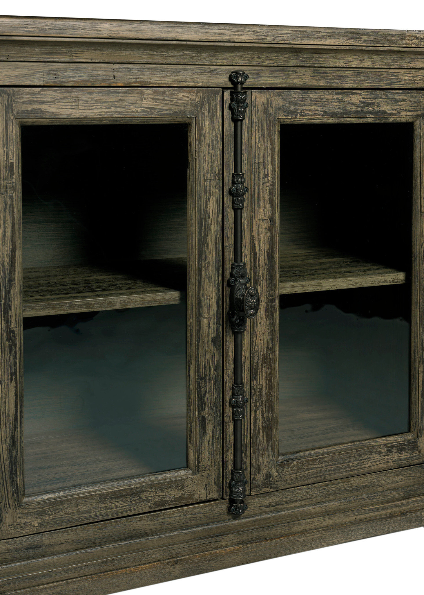 Acquisitions Alma Wood/Glass Accent Console w/4 Doors