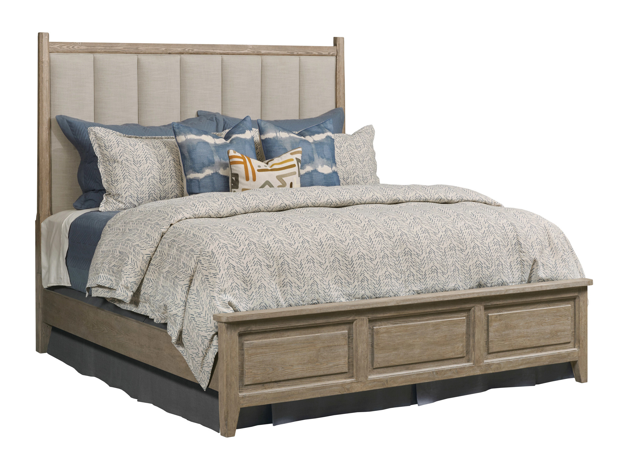 Urban Cottage Oakmont Wood/Fabric Upholstered Panel Bedroom Set