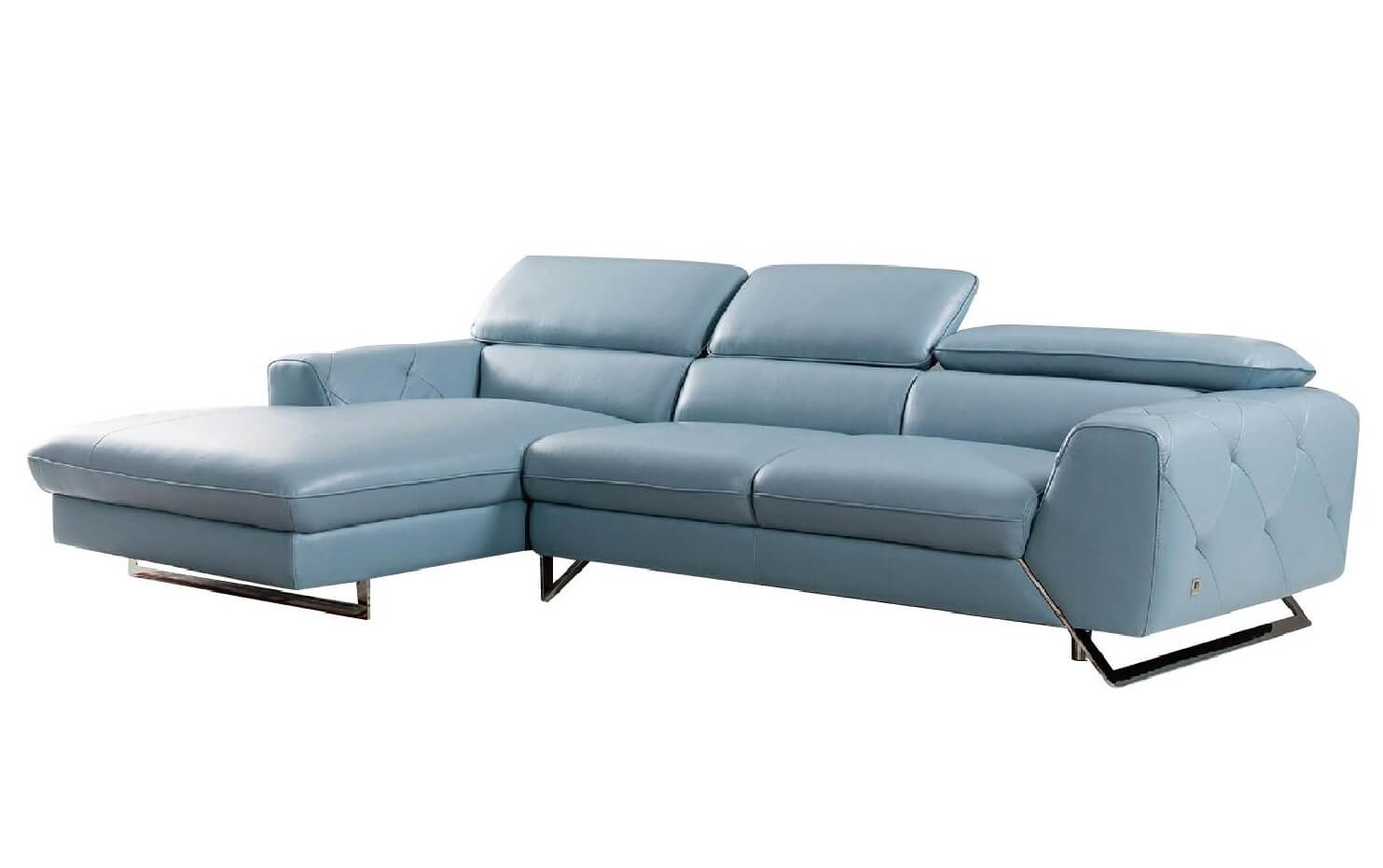 S98 Top Grain Leather Match Sectional Sofa, Left Arm Chaise Facing