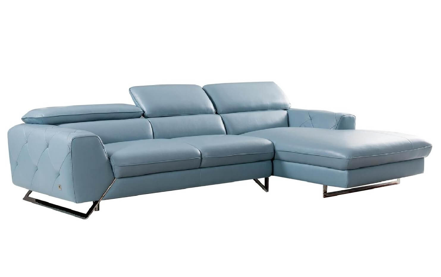 S98 Top Grain Leather Match Sectional Sofa, Right Arm Chaise Facing