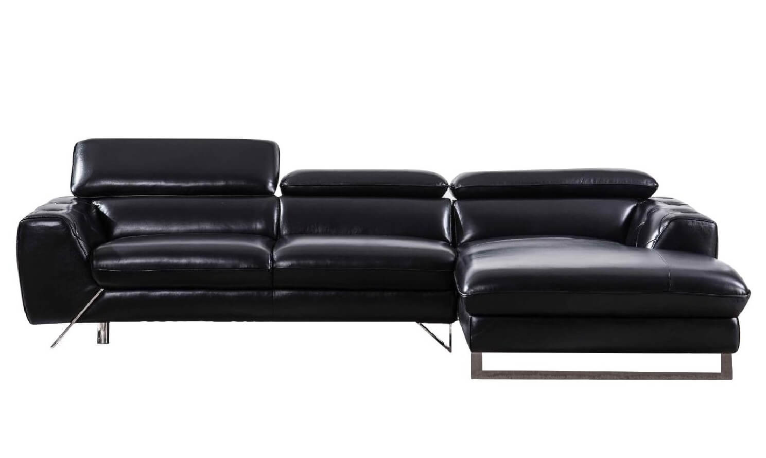 S98 Top Grain Leather/Split Sectional Sofa, Right Arm Chaise Facing