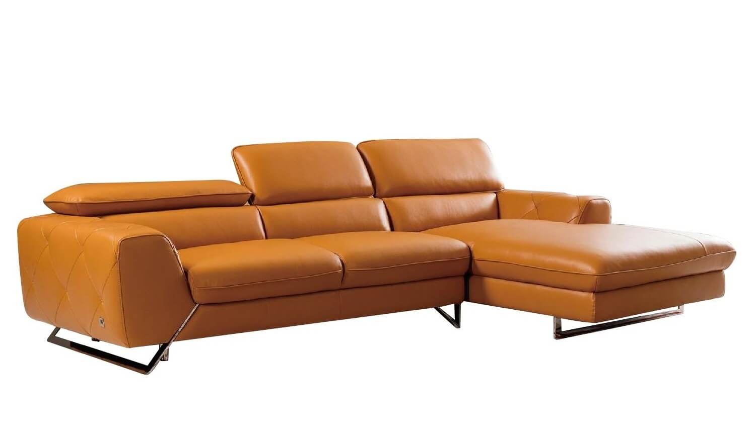 S98 Top Grain Leather Match Sectional Sofa, Right Arm Chaise Facing