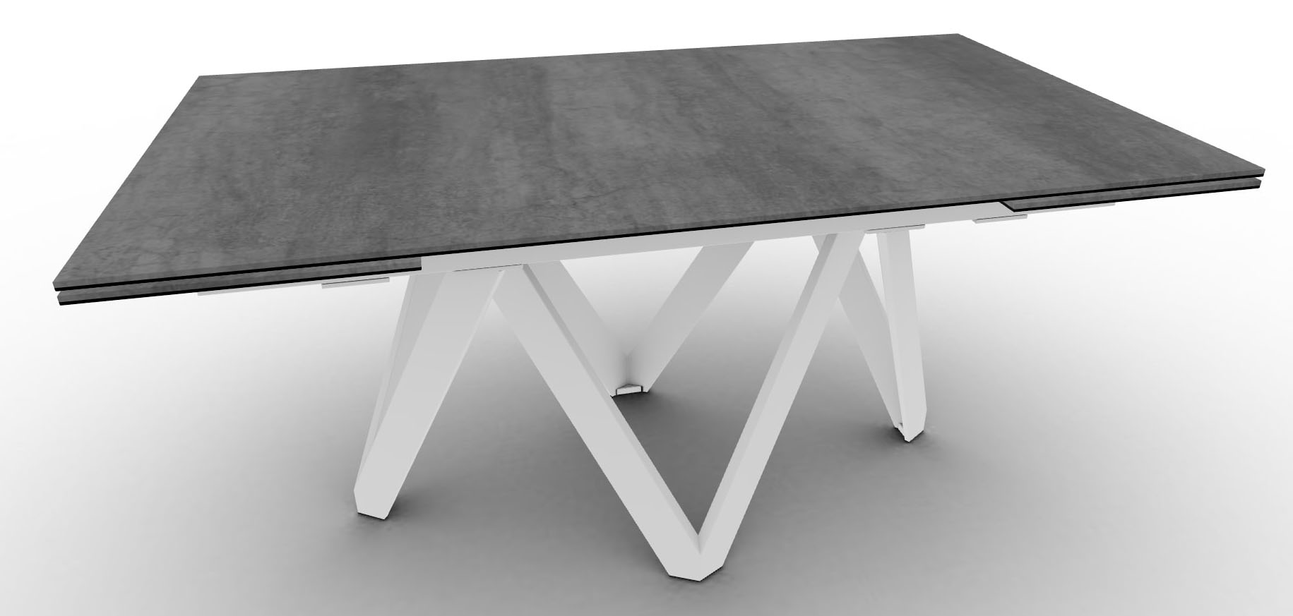 Cartesio W62.9"-78.7"-94.4" Ceramic/Metal/Wood Customizable Extendable Rectangular Dining Table