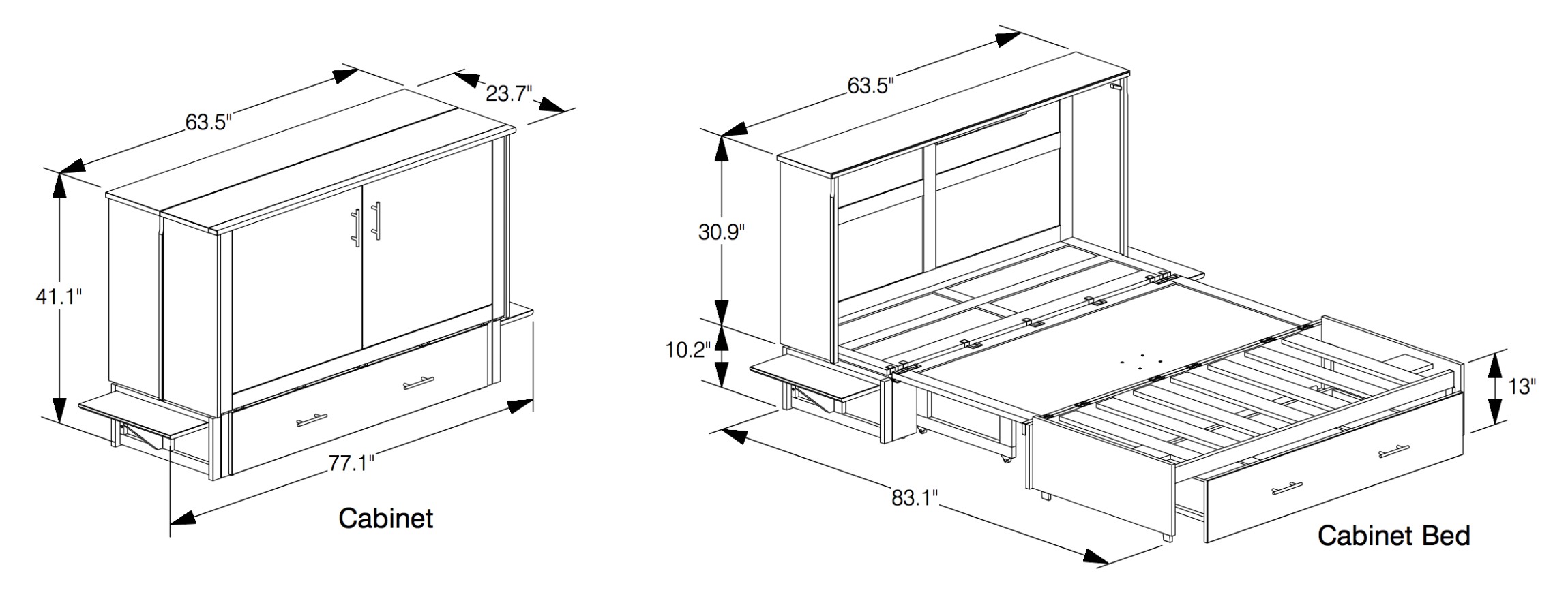Sagebrush Wood Murphy Cabinet Bed w/Mattress