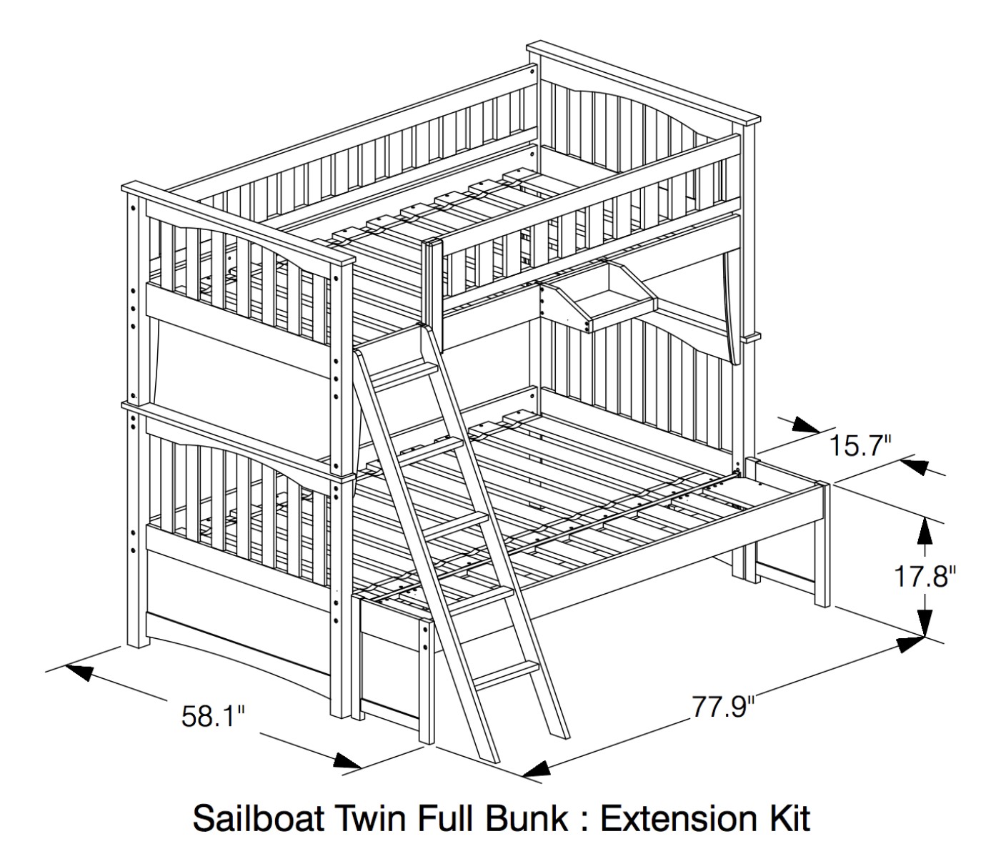 Sailboat Wood Bunk Bed, Twin/Full Size