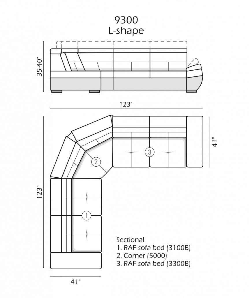 Salzburg Top Grain Leather L-Shaped Sectional Sofa