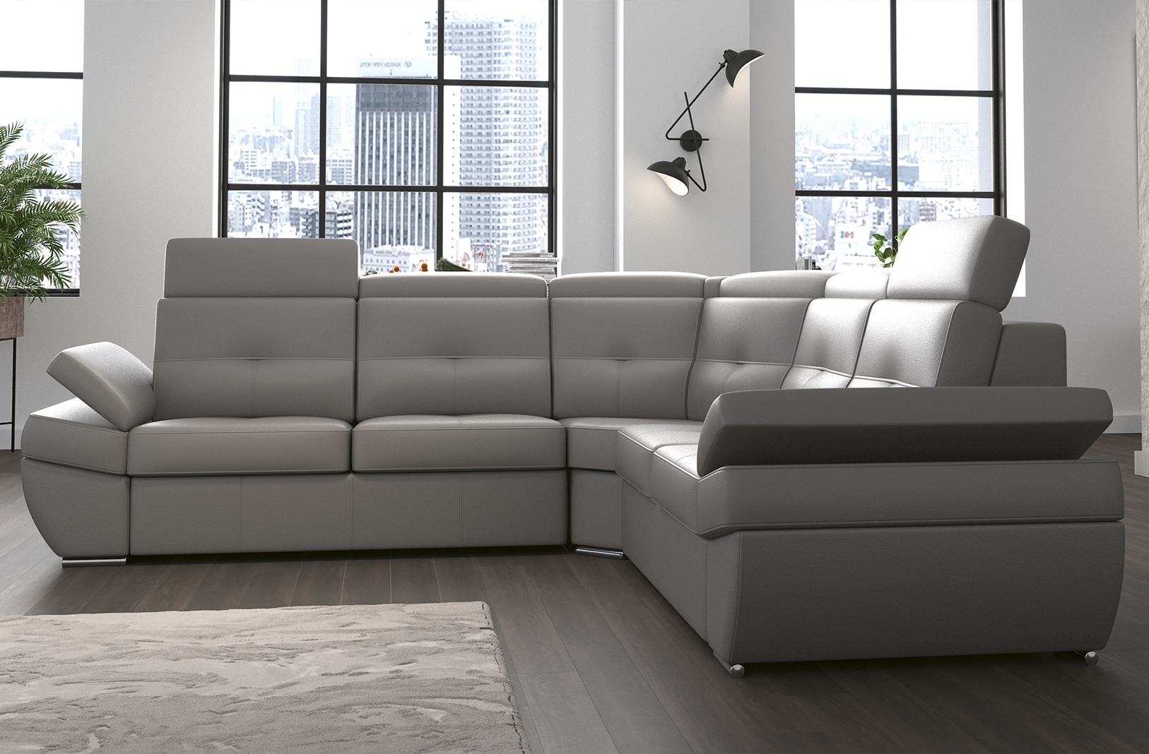 Salzburg Top Grain Leather L-Shaped Sectional Sofa