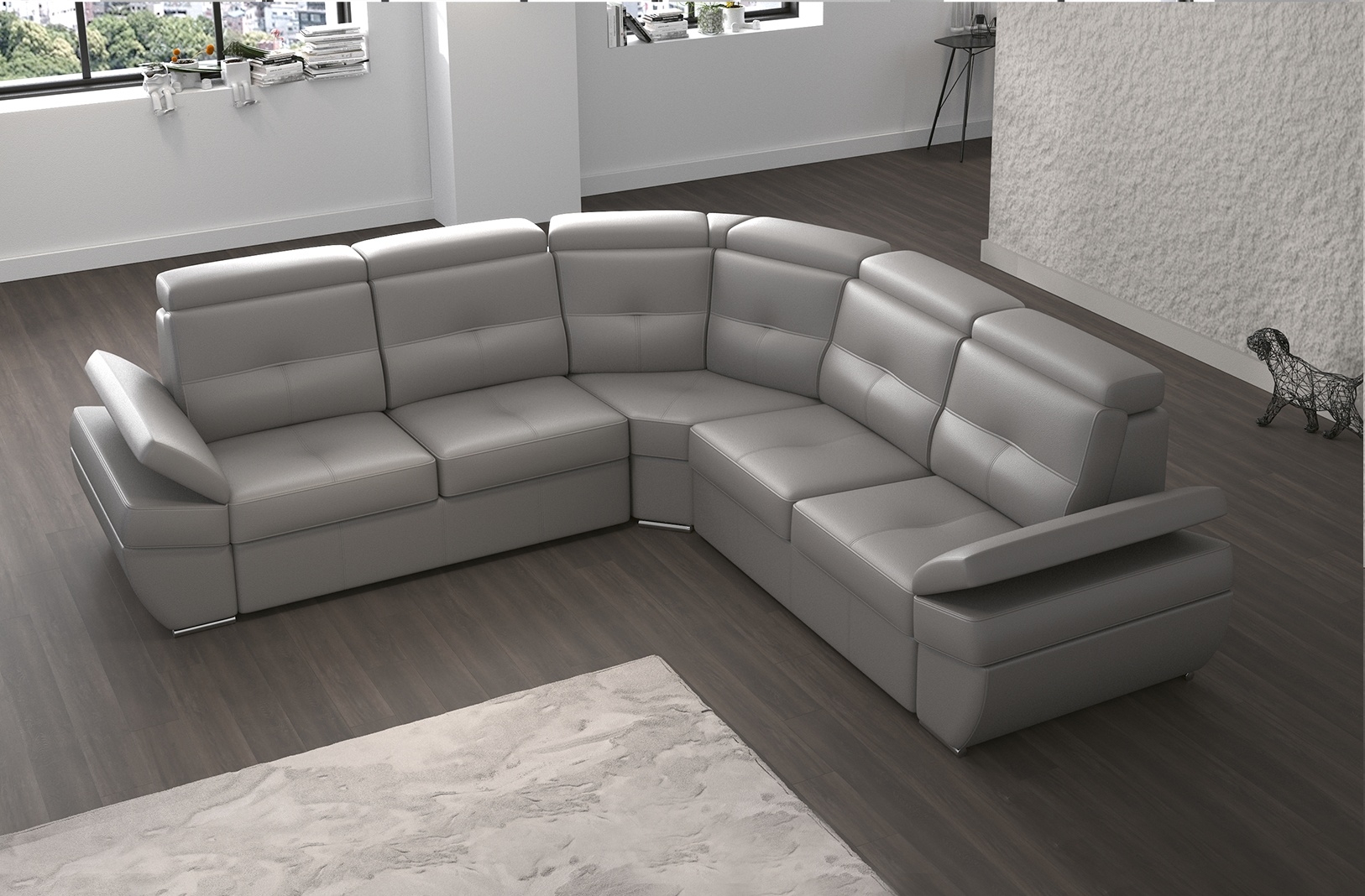 Salzburg Top Grain Leather L-Shaped Sectional Sofa