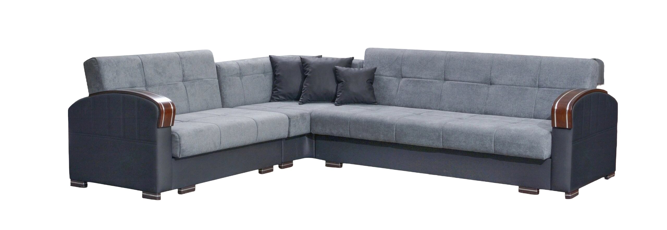 Samantha L-Shaped Fabric Convertible Storage Sectional Sofa