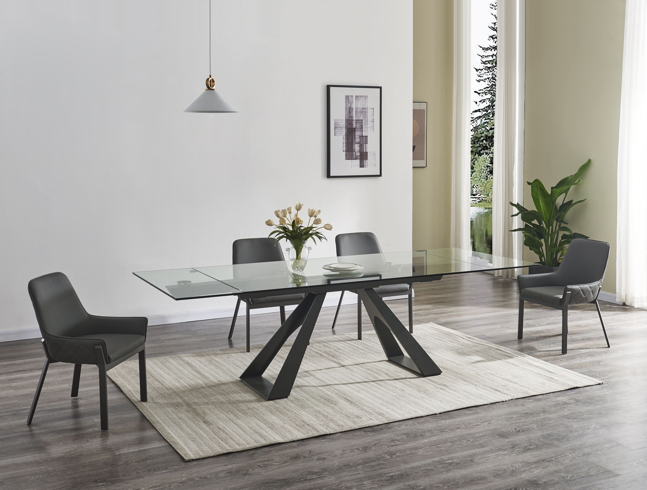 San Diego Glass Extendable Dining Table