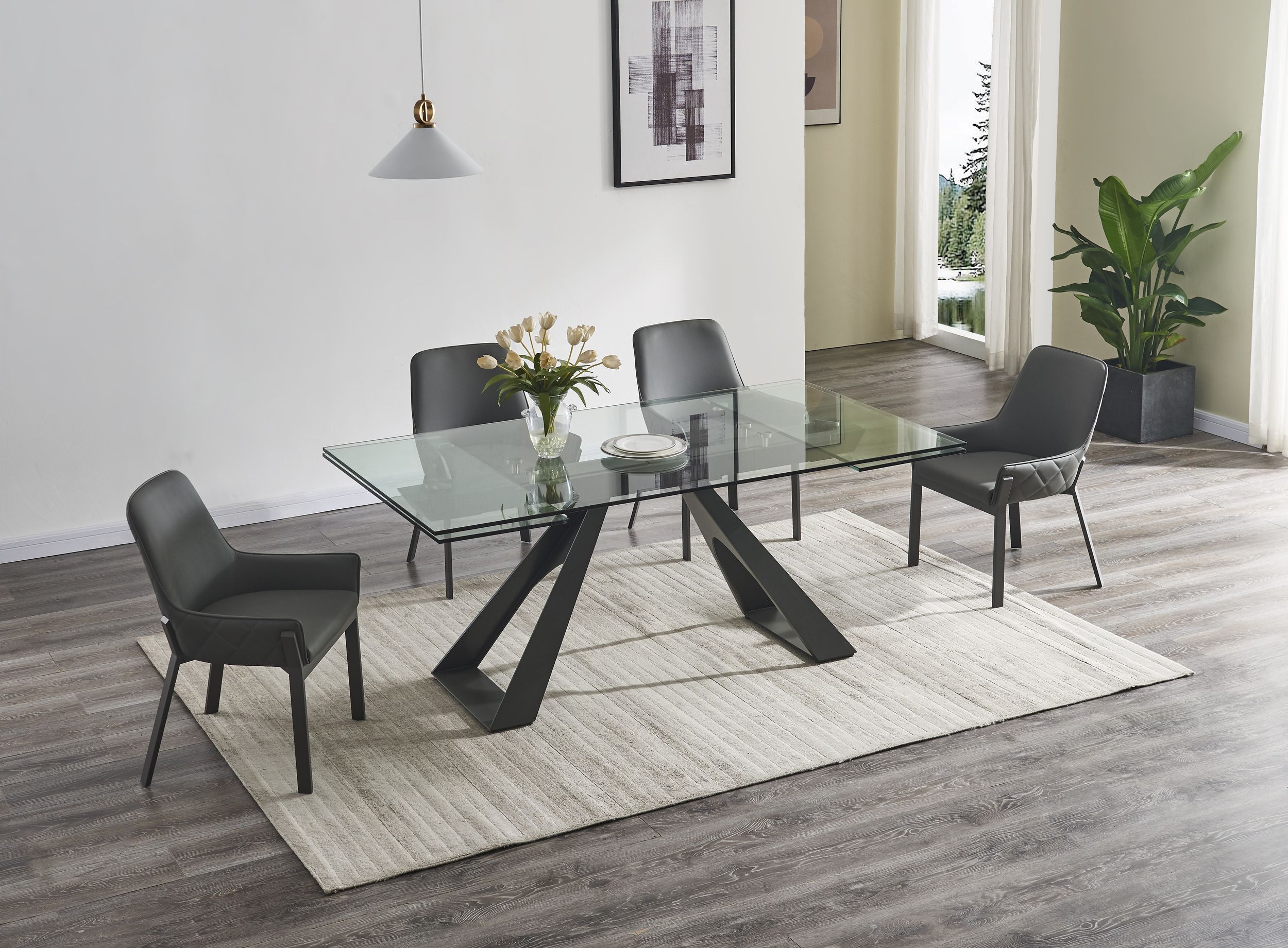 San Diego Glass Extendable Dining Table