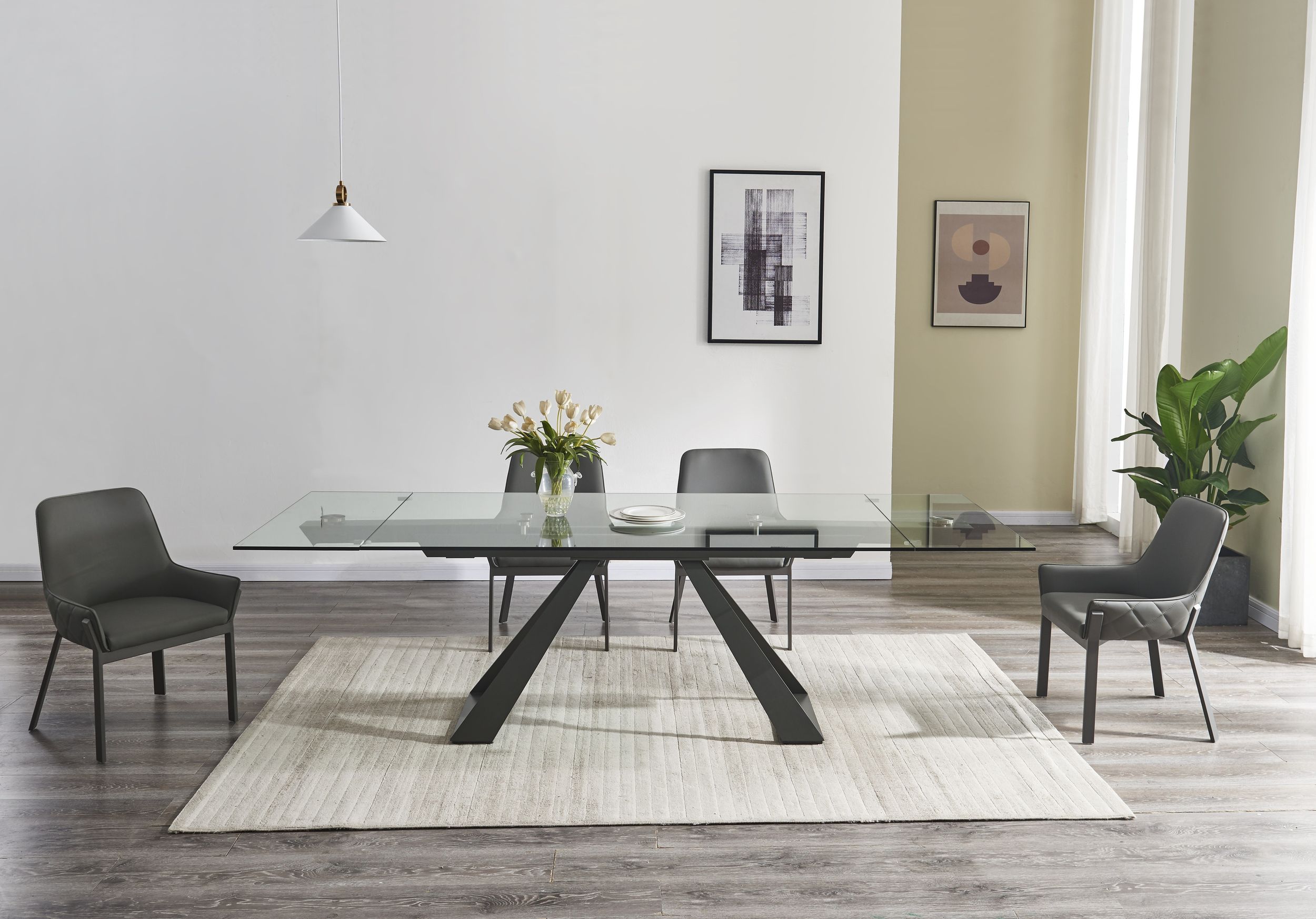 San Diego Glass Extendable Dining Table