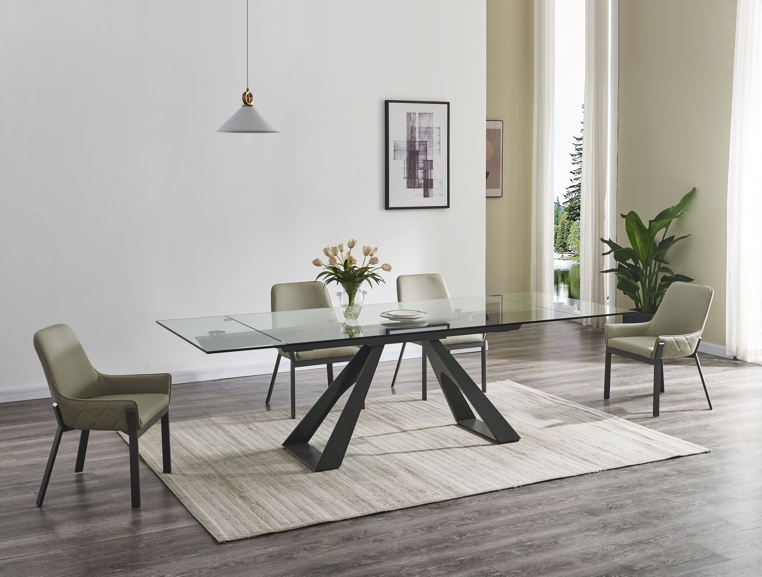 San Diego Glass Extendable Dining Table