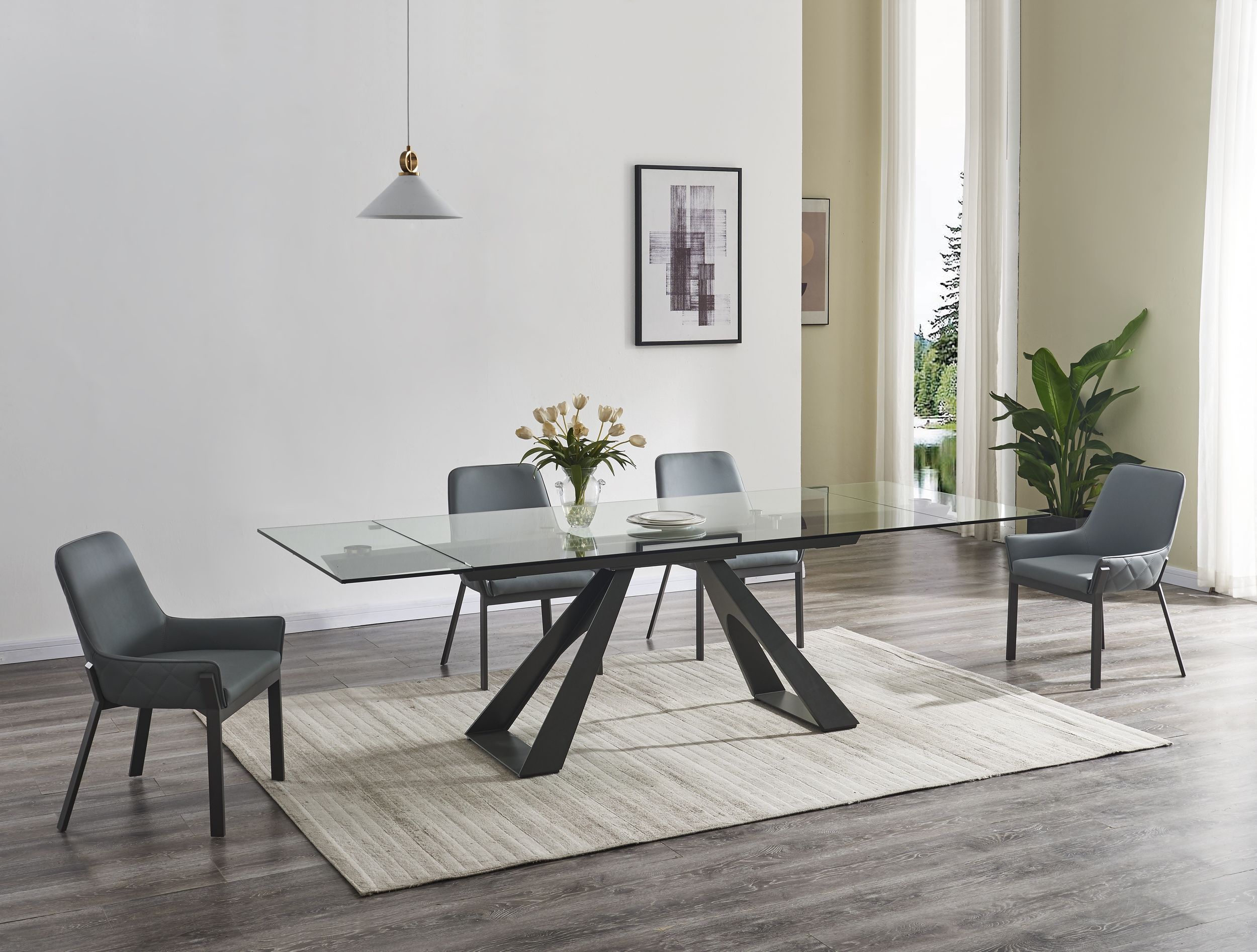 San Diego Glass Extendable Dining Table