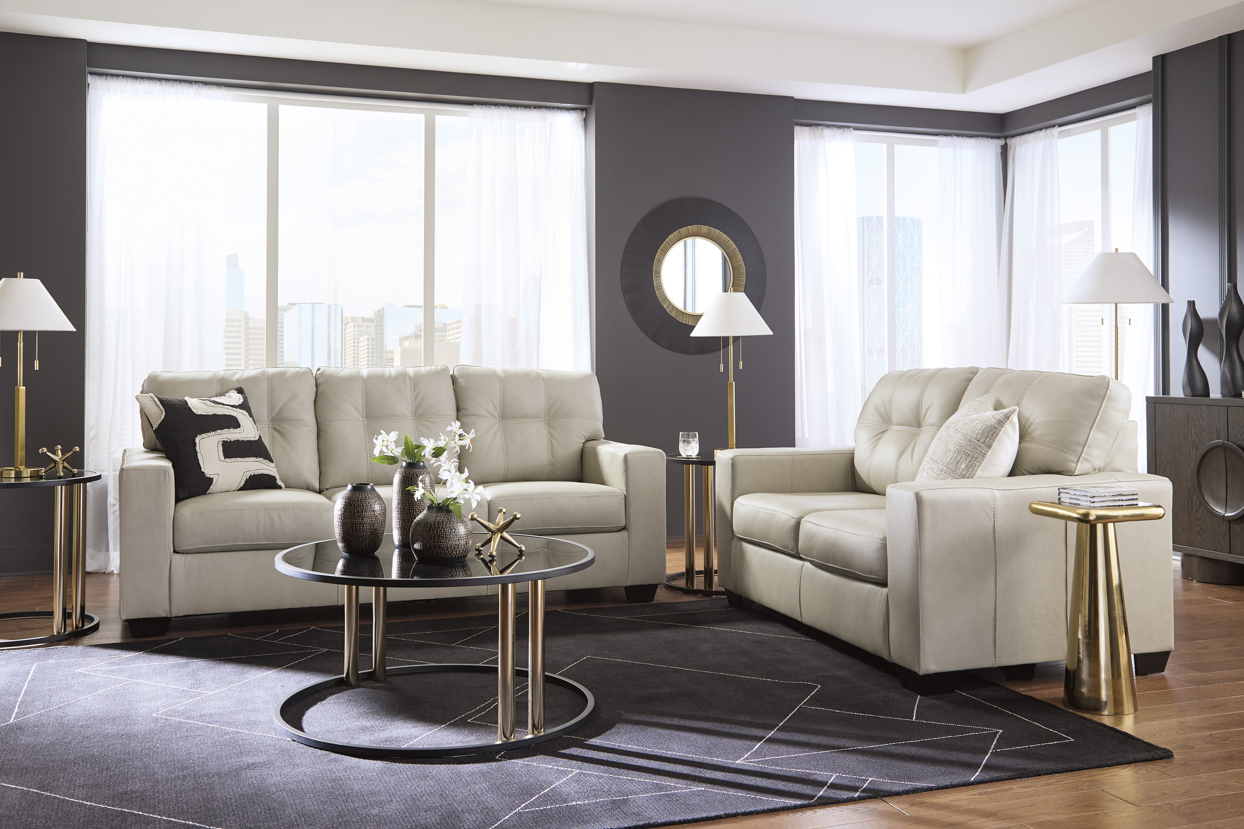Santorine Leather Living Room Set
