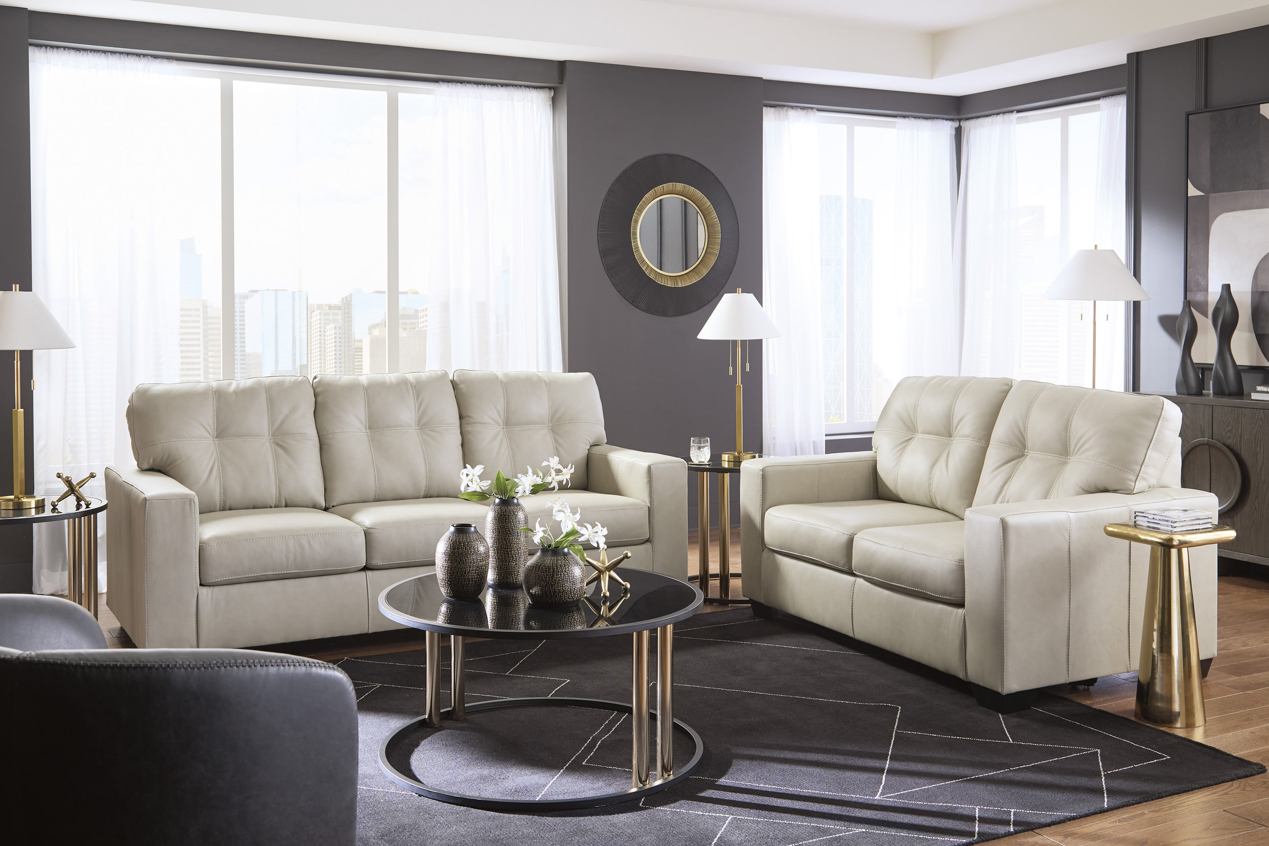 Santorine Leather Living Room Set
