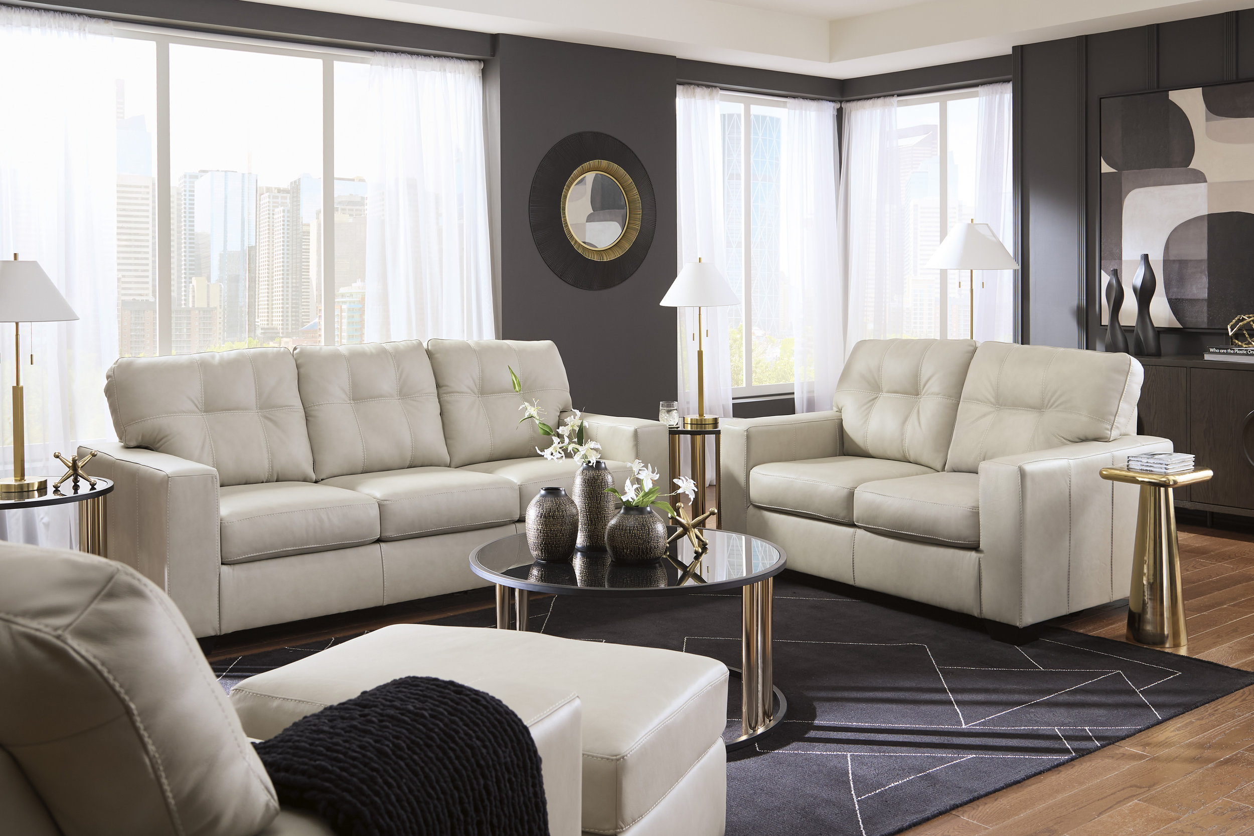 Santorine Leather Living Room Set