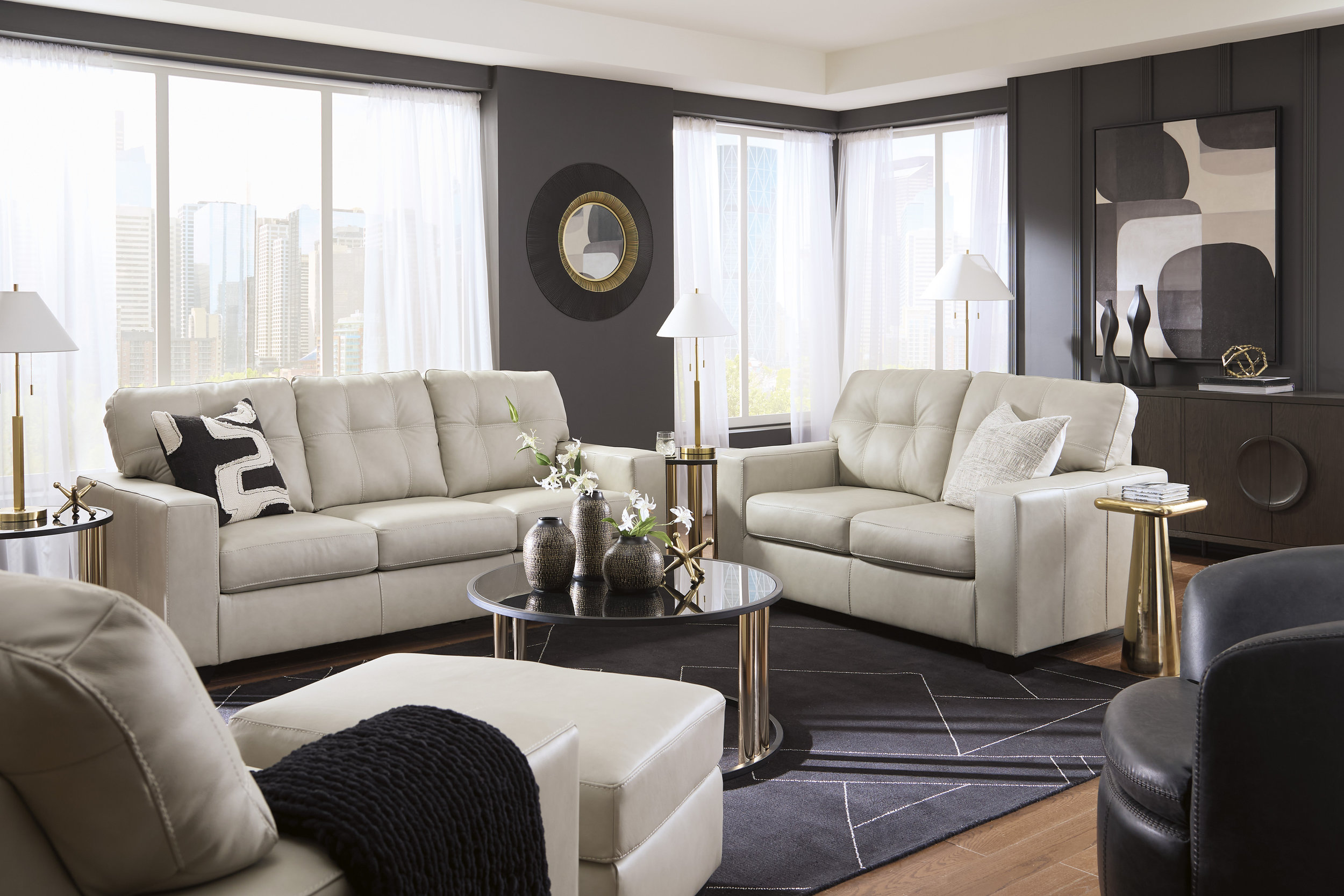 Santorine Leather Living Room Set