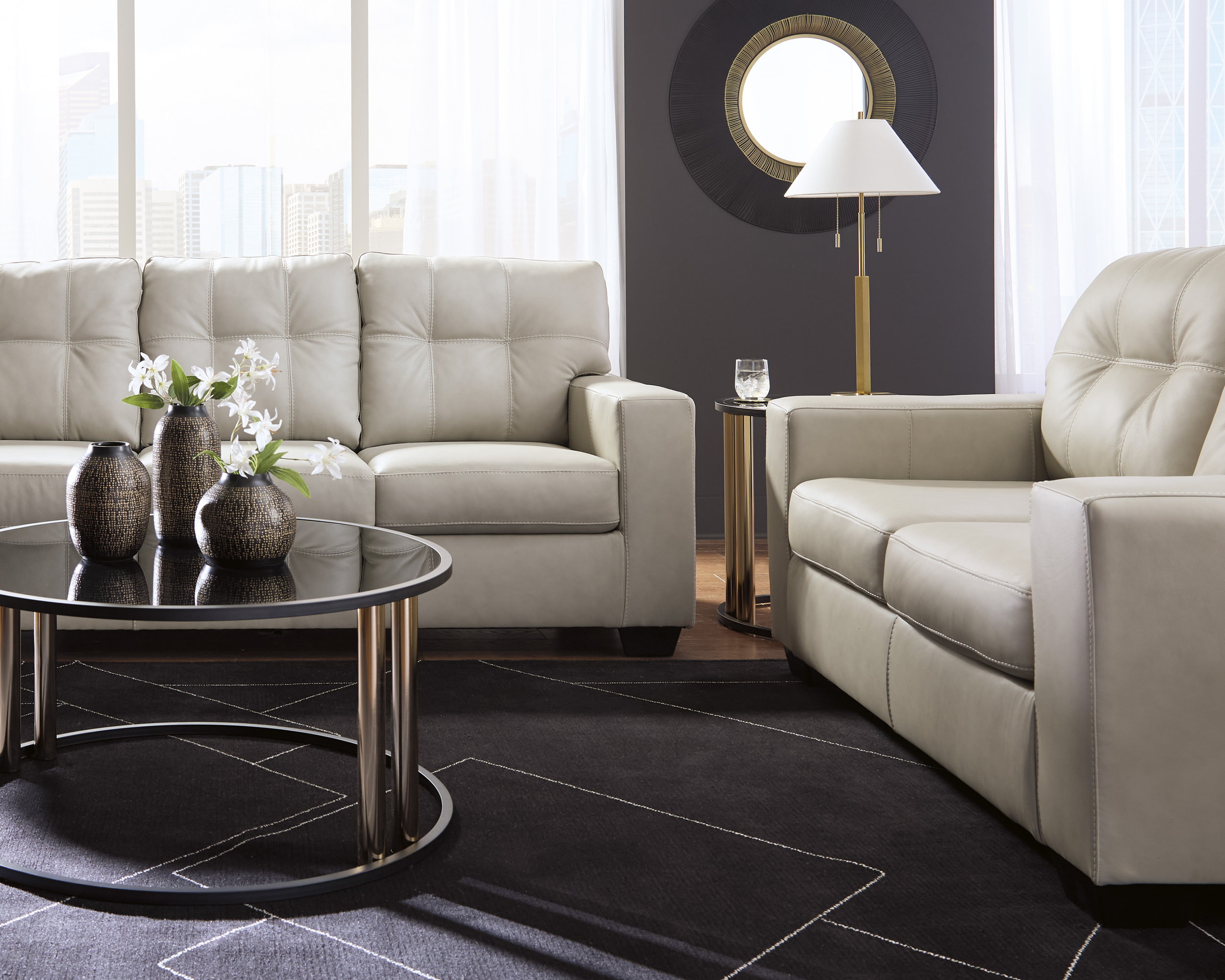 Santorine Leather Living Room Set