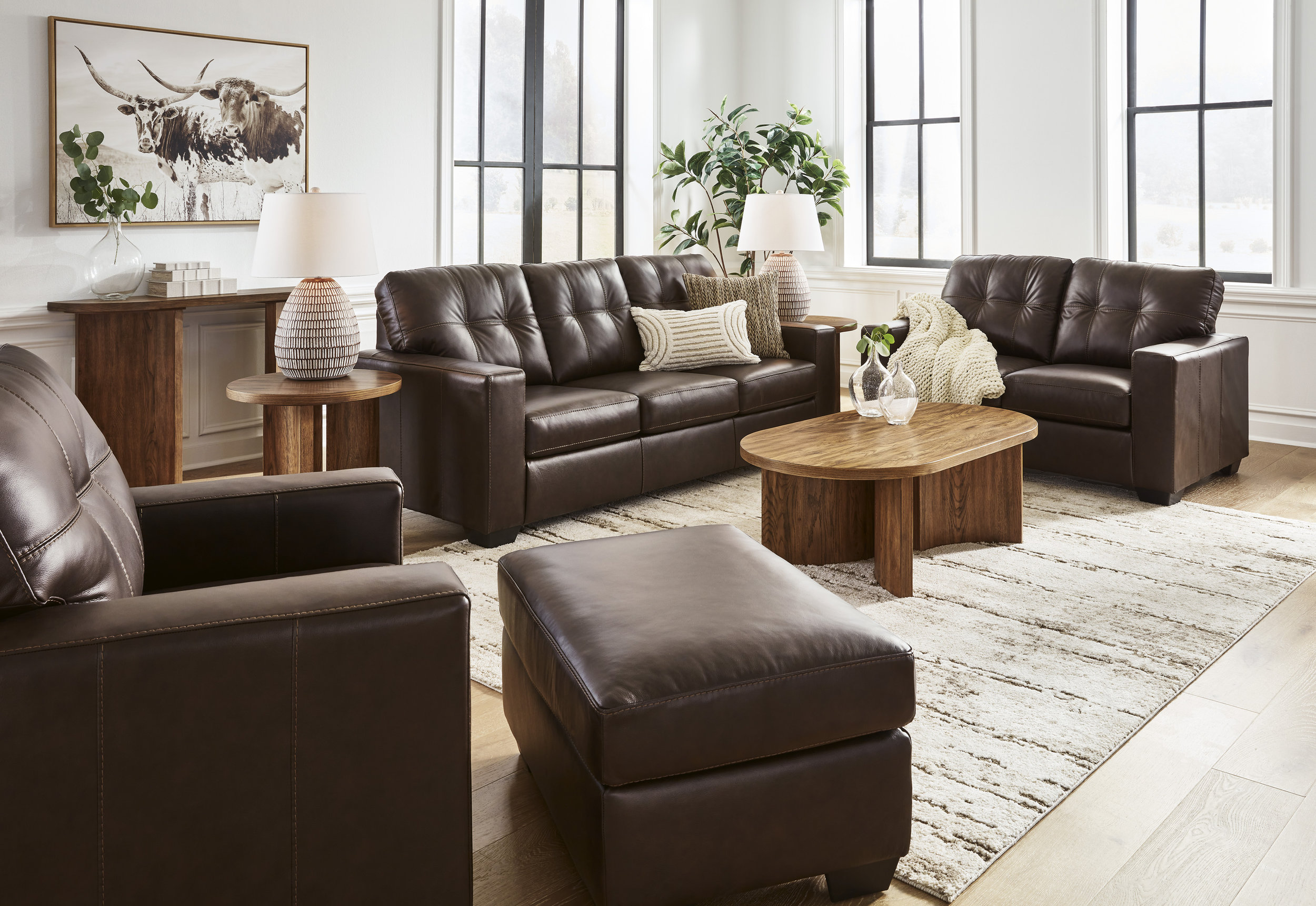 Santorine Leather Living Room Set