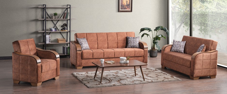 Saphire Microsuede Convertible Storage Sofa