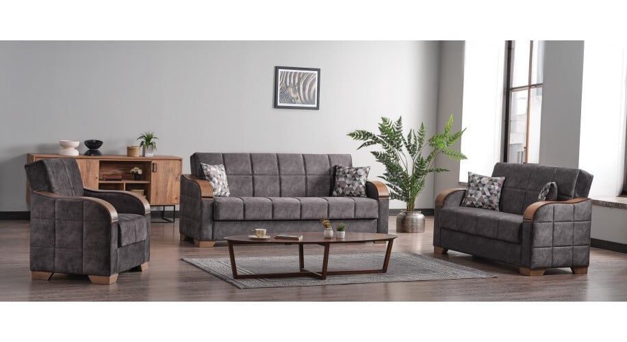 Saphire Microsuede Convertible Storage Sofa