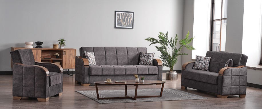Saphire Microsuede Convertible Storage Living Room Set