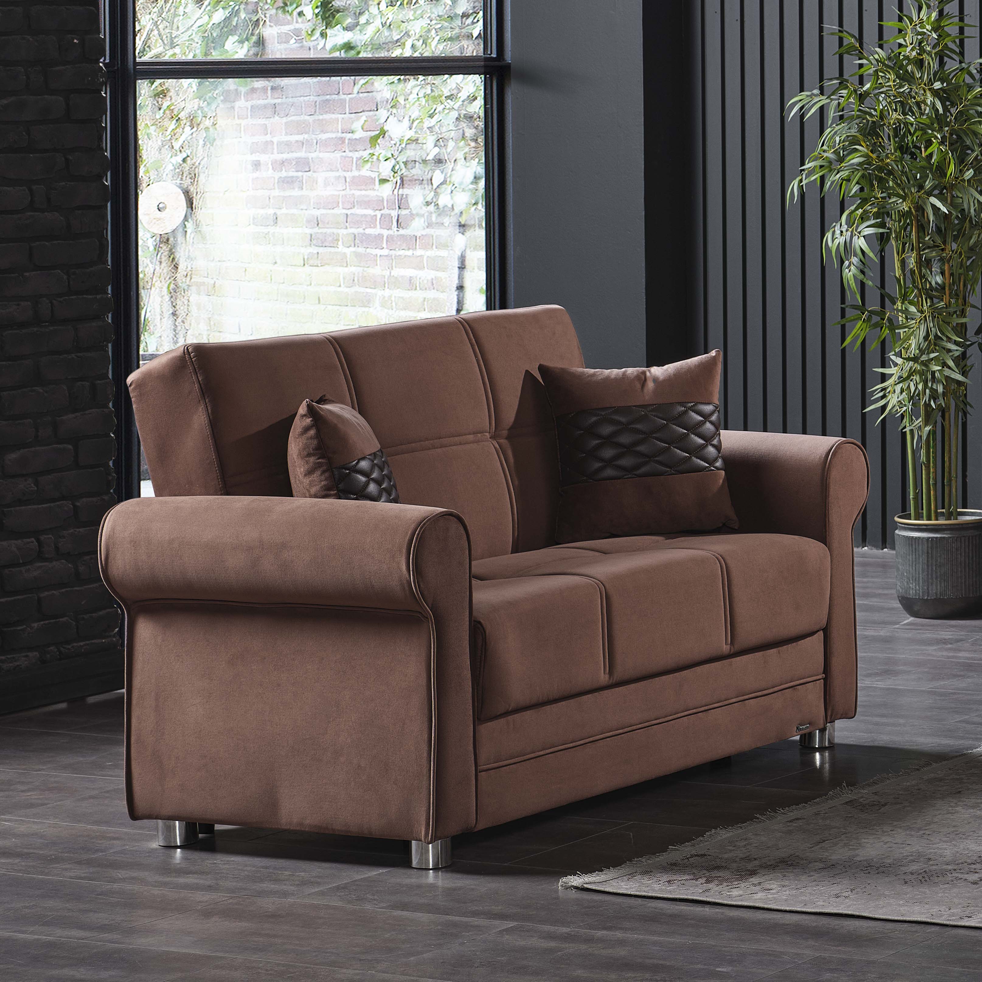 Sara Fabric Convertible Loveseat