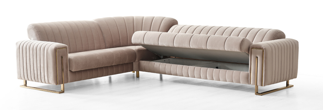 Saratoga L-Shaped Upholstered Convertible Storage Sectional