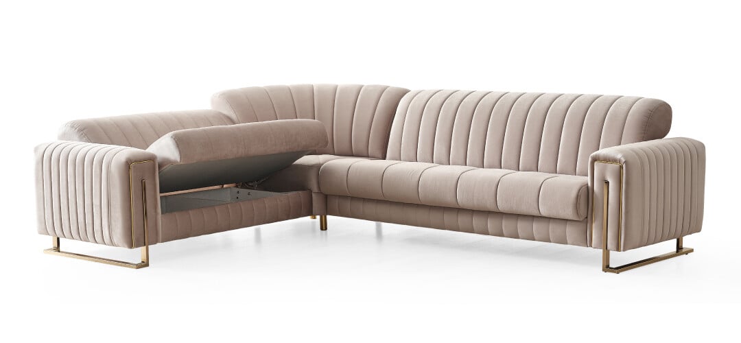 Saratoga L-Shaped Upholstered Convertible Storage Sectional