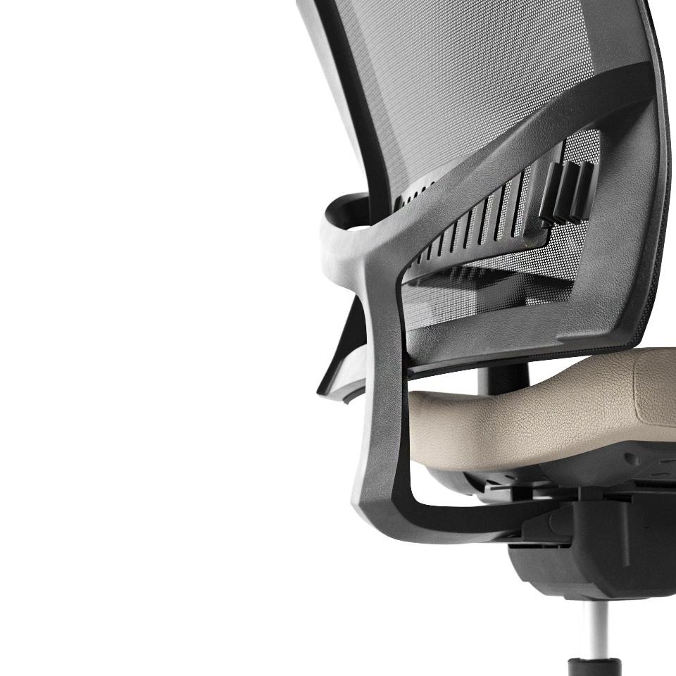 Eva.II Executive Chair w/Lumbar Support & Soft PU Headrest, Black Plastic Chair Body, Synchro Mechanism w/Side Tension (Polished Aluminium Base)