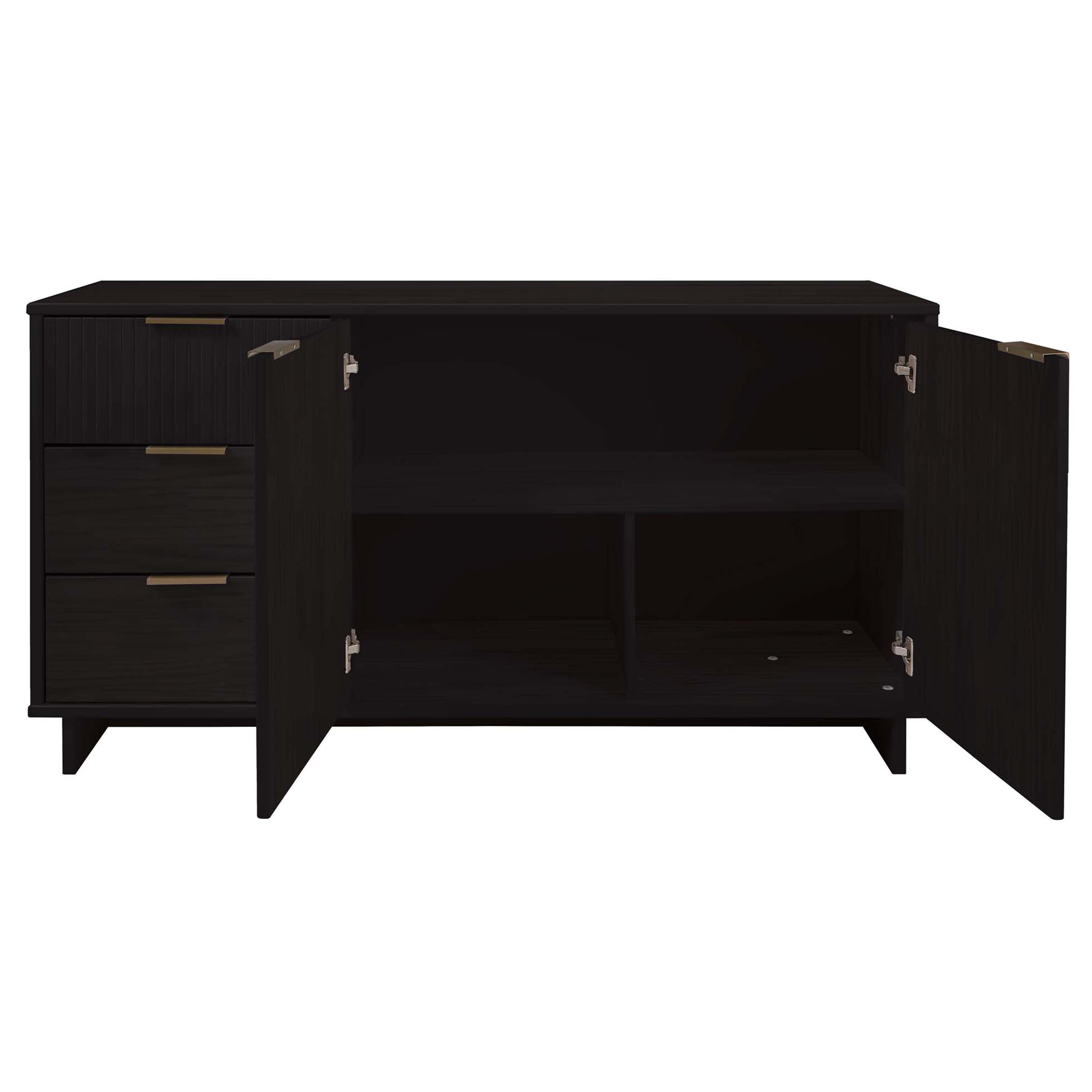 Manhattan Comfort Sideboard w/3 Drawers, Black