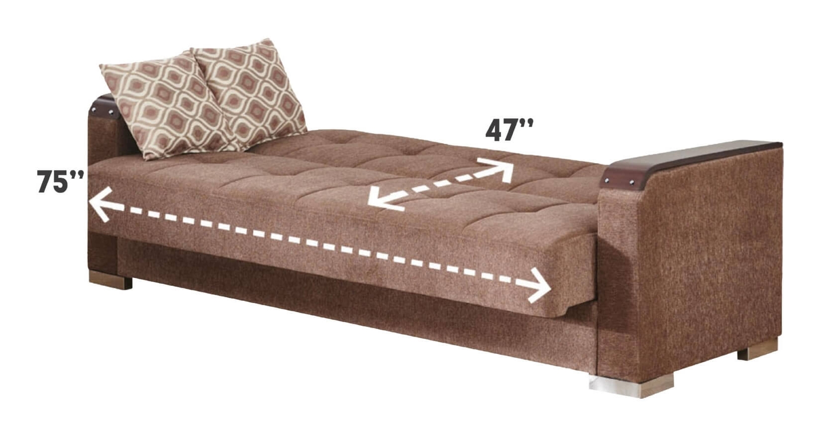Frankfurt Fabric Storage Sofabed, Brown by Empire Furniture dimensions